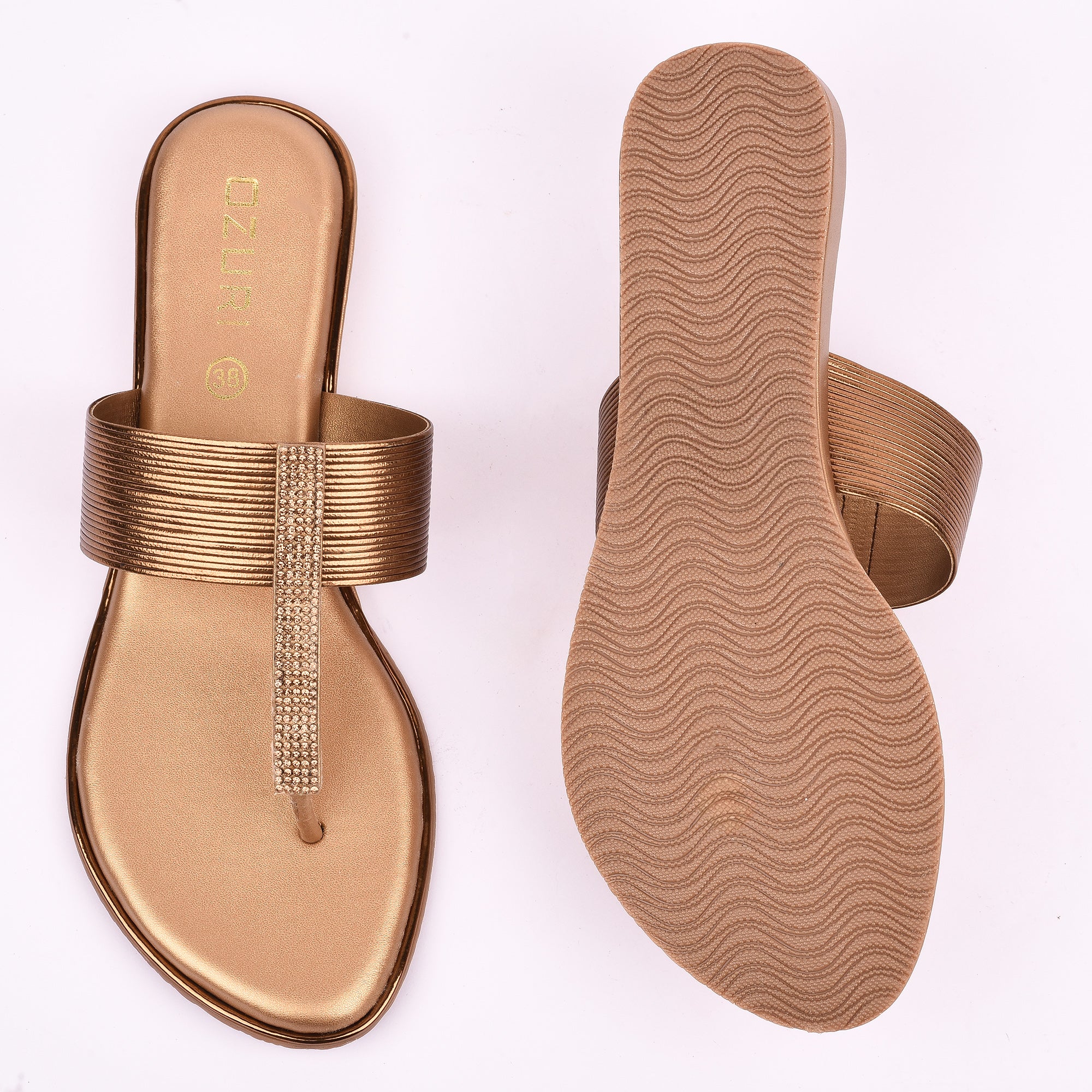 Elegant Slip-On Toe Ring Sandals with Textured Strap