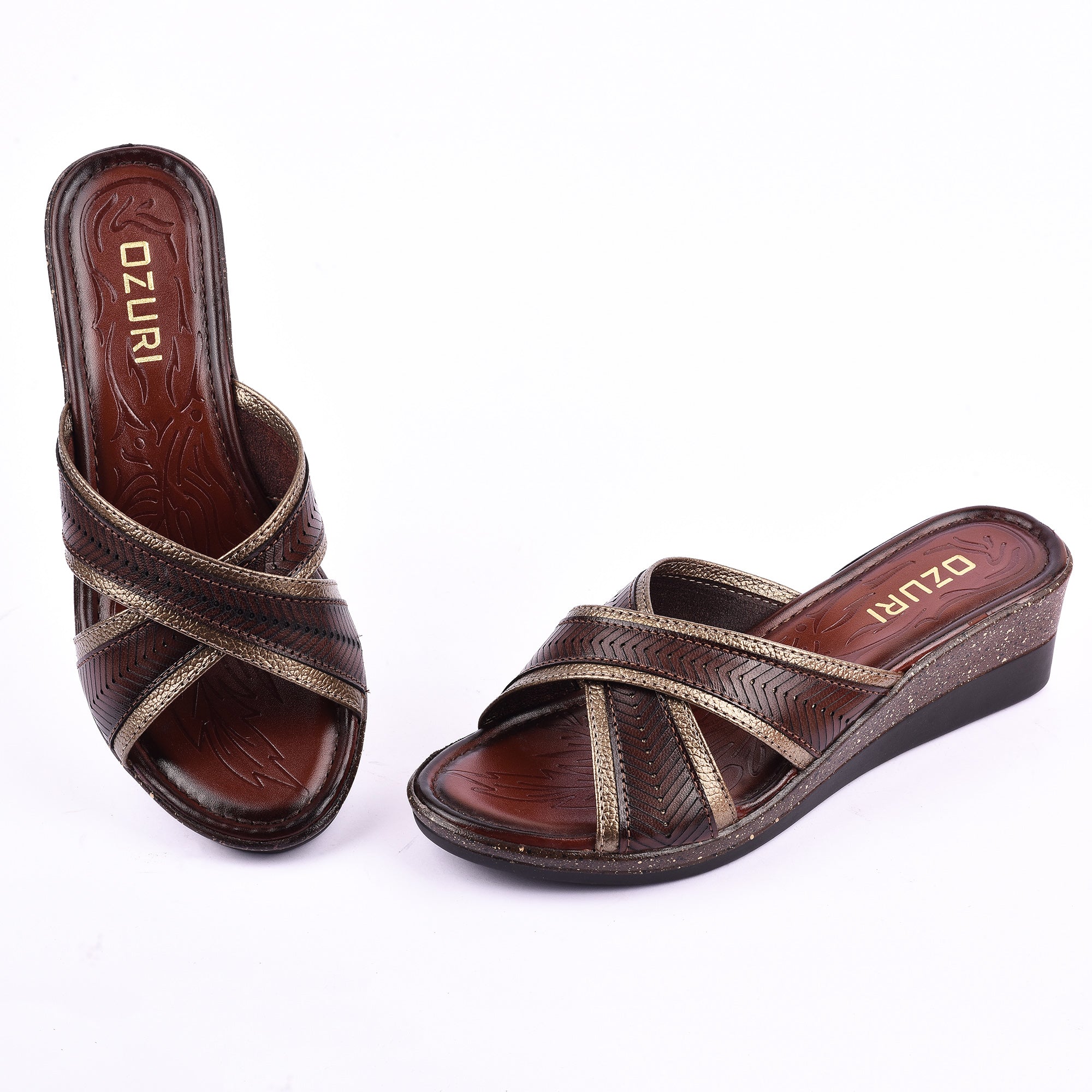 Ozuri Women’s Cross Strap Wedge Slip-On Sandals