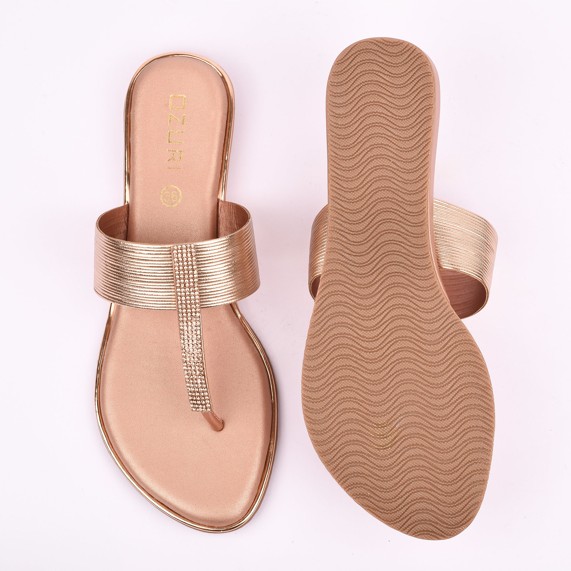 Elegant Slip-On Toe Ring Sandals with Textured Strap