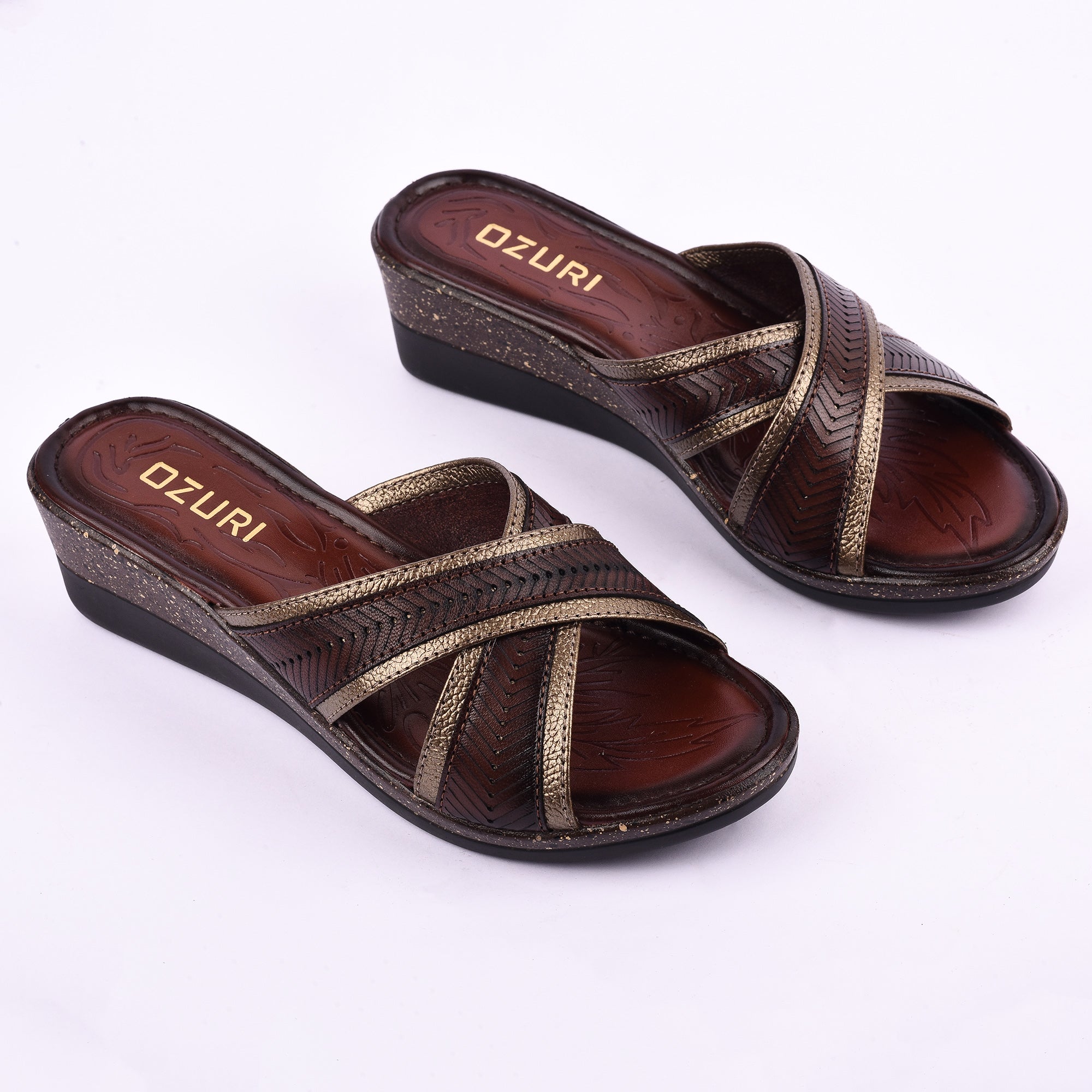 Ozuri Women’s Cross Strap Wedge Slip-On Sandals