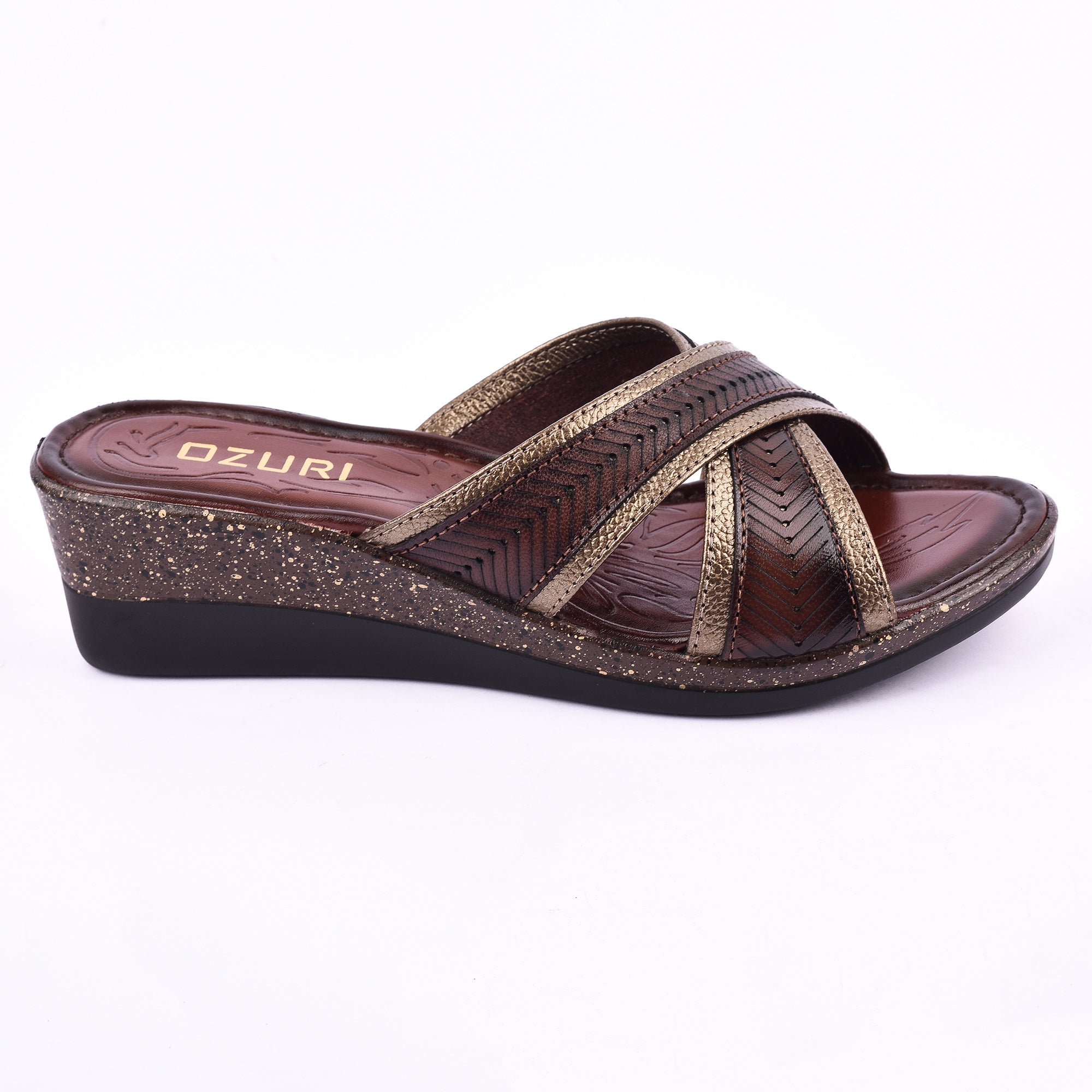 Ozuri Women’s Cross Strap Wedge Slip-On Sandals