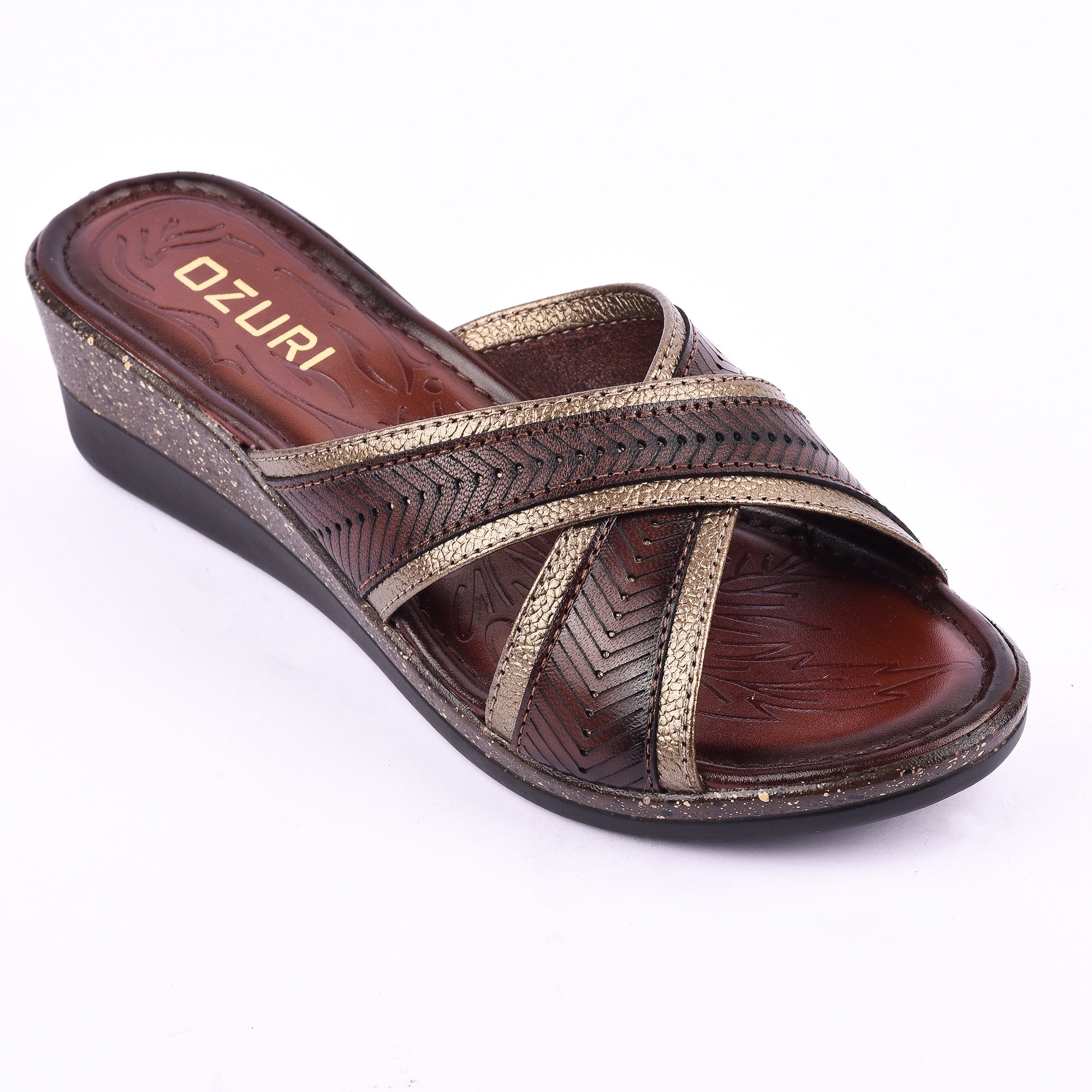 Ozuri Women’s Cross Strap Wedge Slip-On Sandals