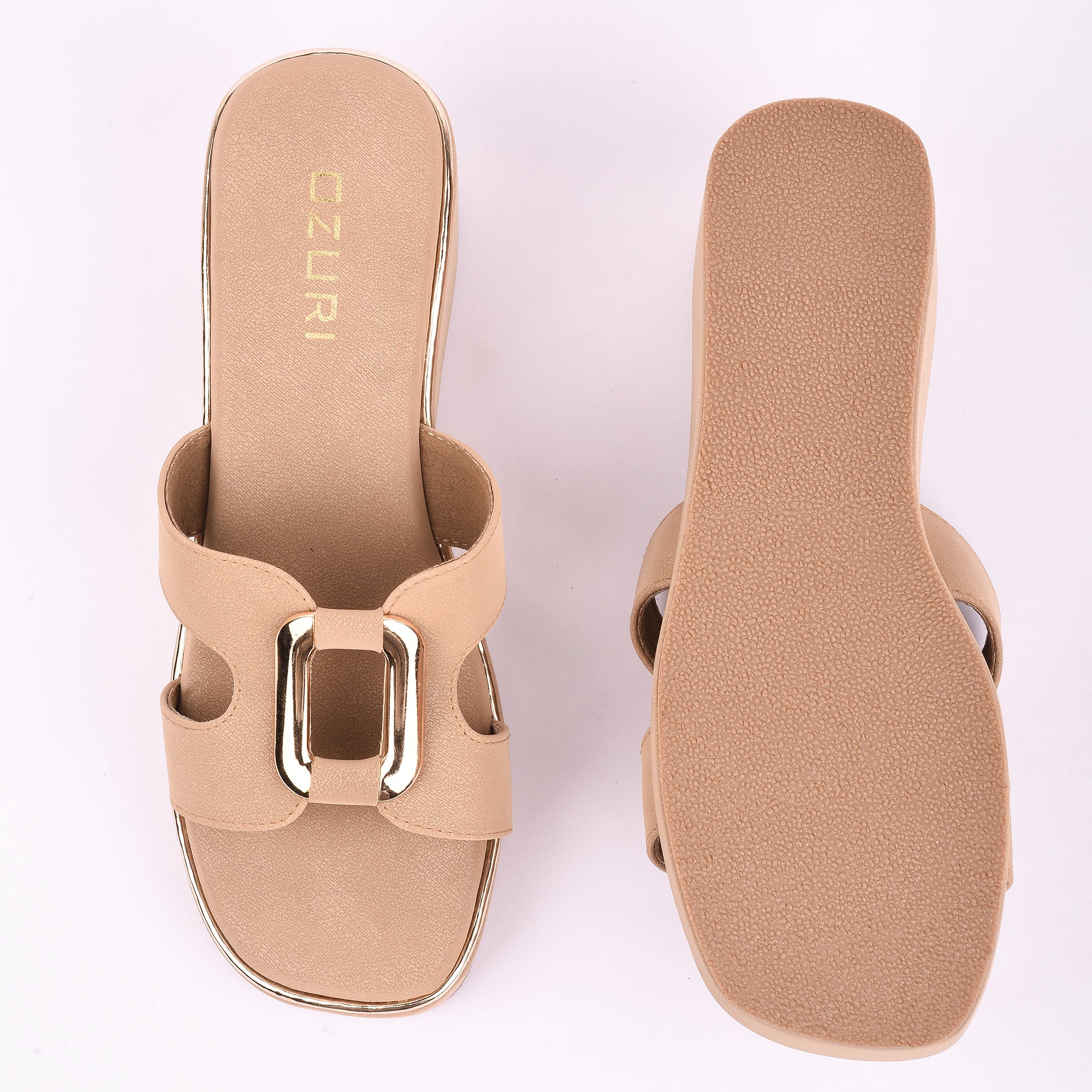 Ozuri Stylish Platform Wedge Heels with Metallic Buckle