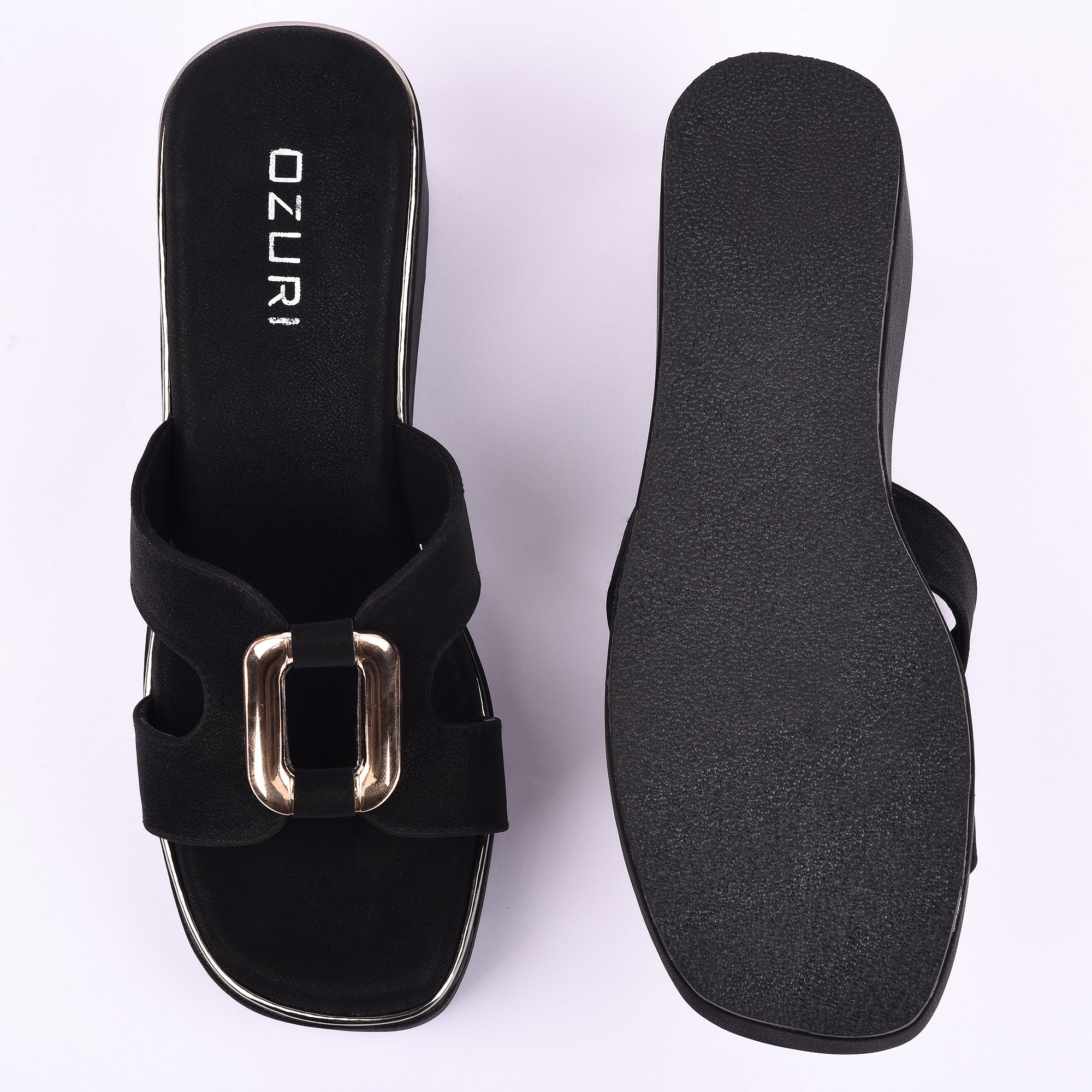 Ozuri Stylish Platform Wedge Heels with Metallic Buckle