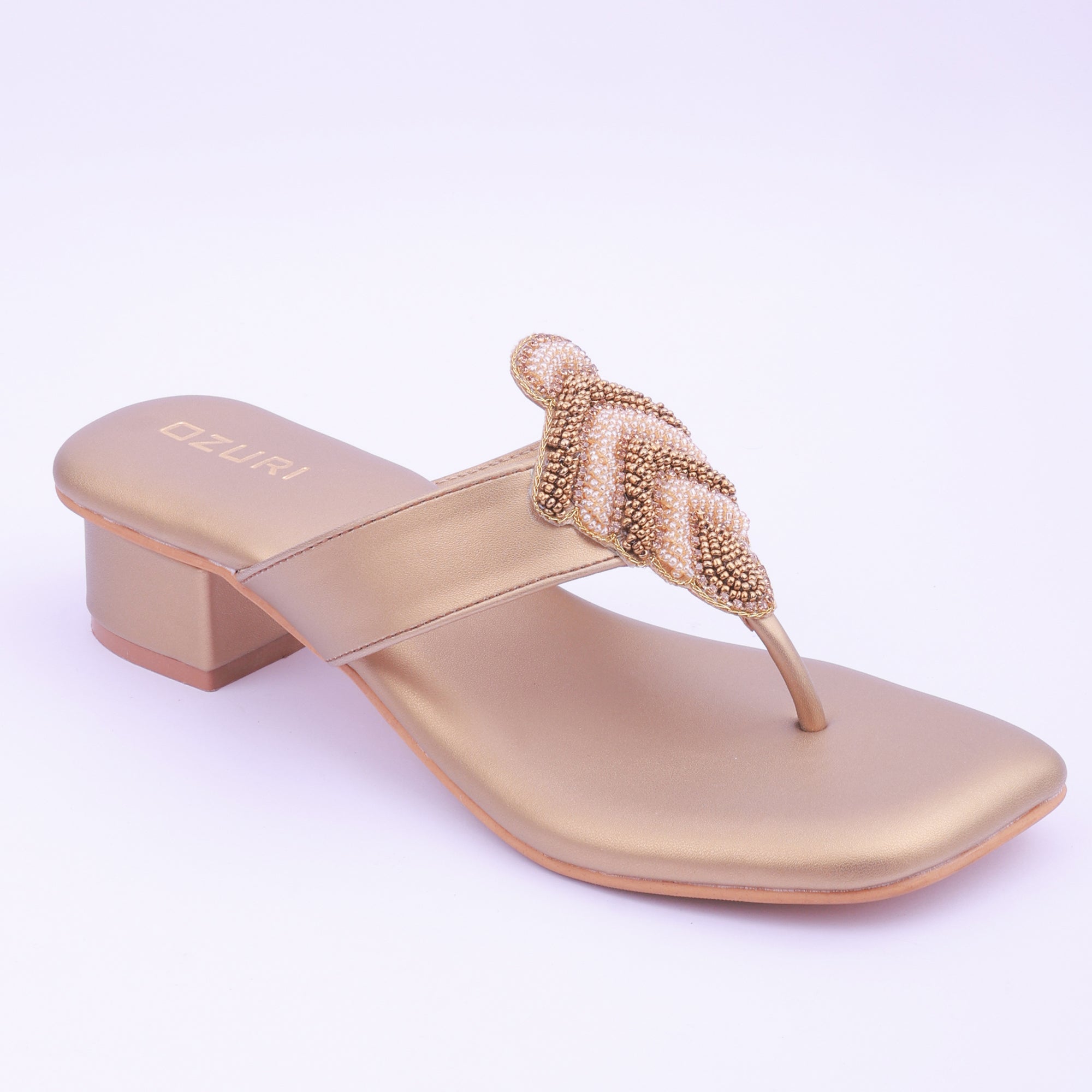 Embellished Toe Ring Block Heel Sandals for Women