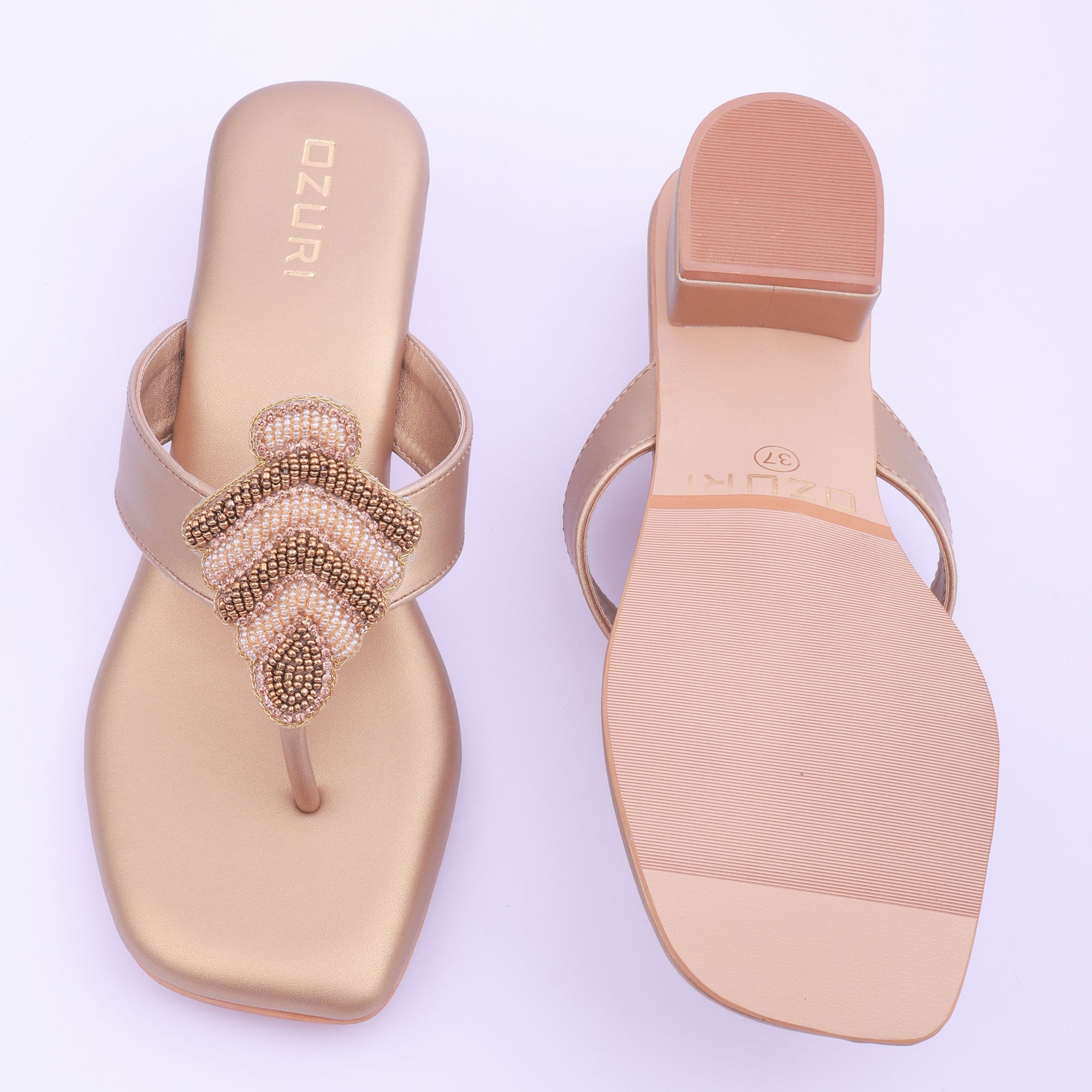 Embellished Toe Ring Block Heel Sandals for Women