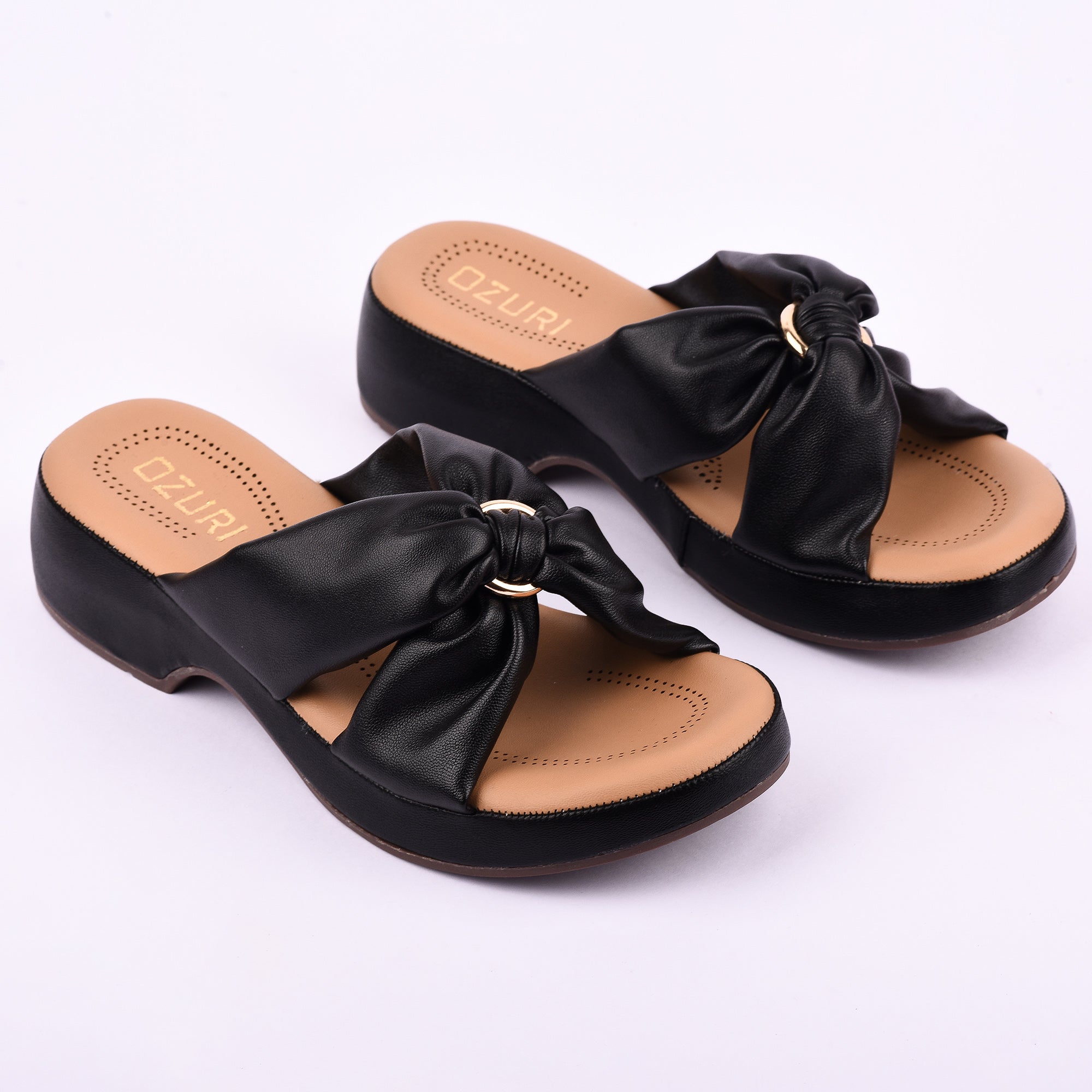 Ozuri Women’s Beige Bow Slip-On Wedges – Stylish & Comfortable Daily Wear