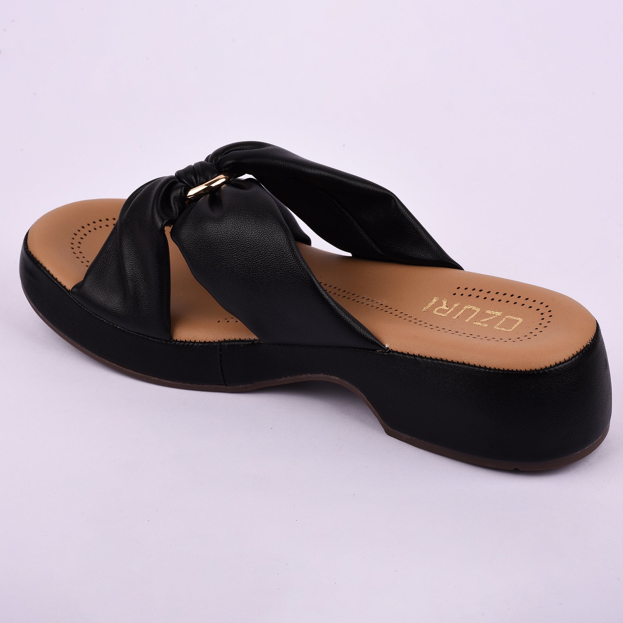 Ozuri Women’s Beige Bow Slip-On Wedges – Stylish & Comfortable Daily Wear