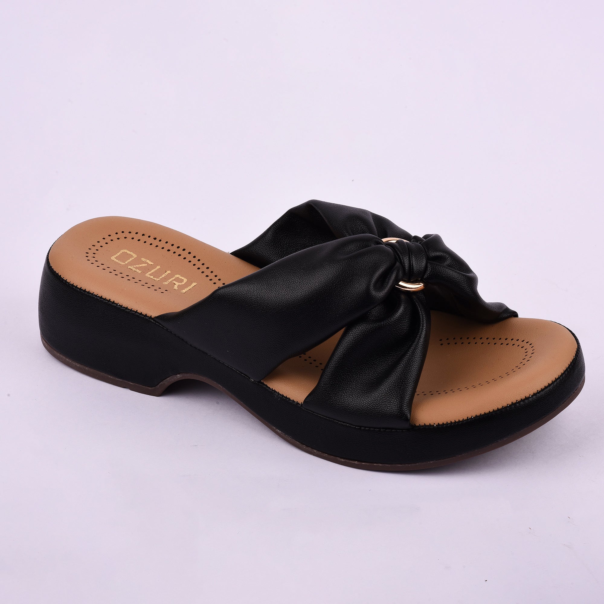 Ozuri Women’s Beige Bow Slip-On Wedges – Stylish & Comfortable Daily Wear