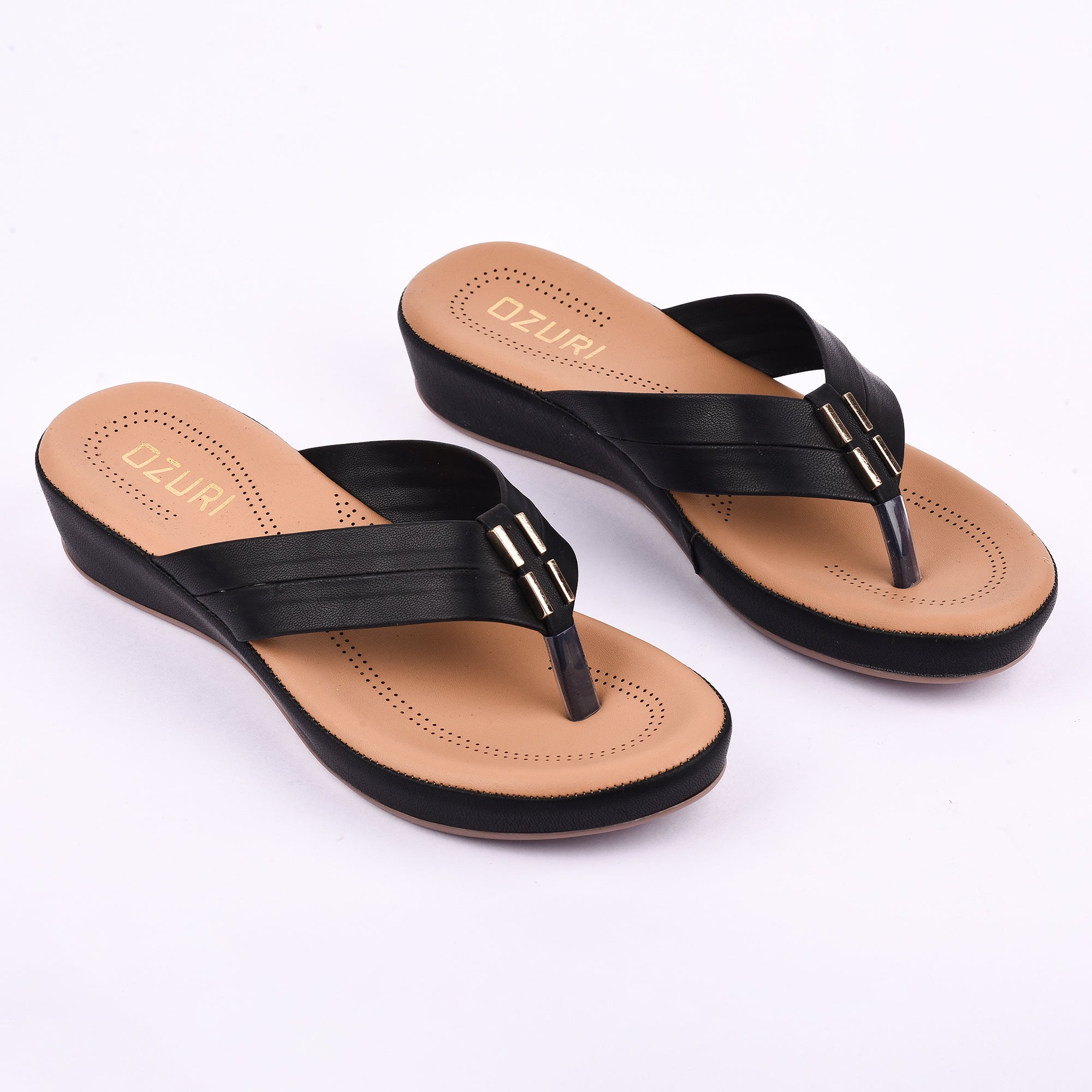 Ozuri Women’s Black Comfort Toe-Ring Flats – Stylish Daily Wear Sandals