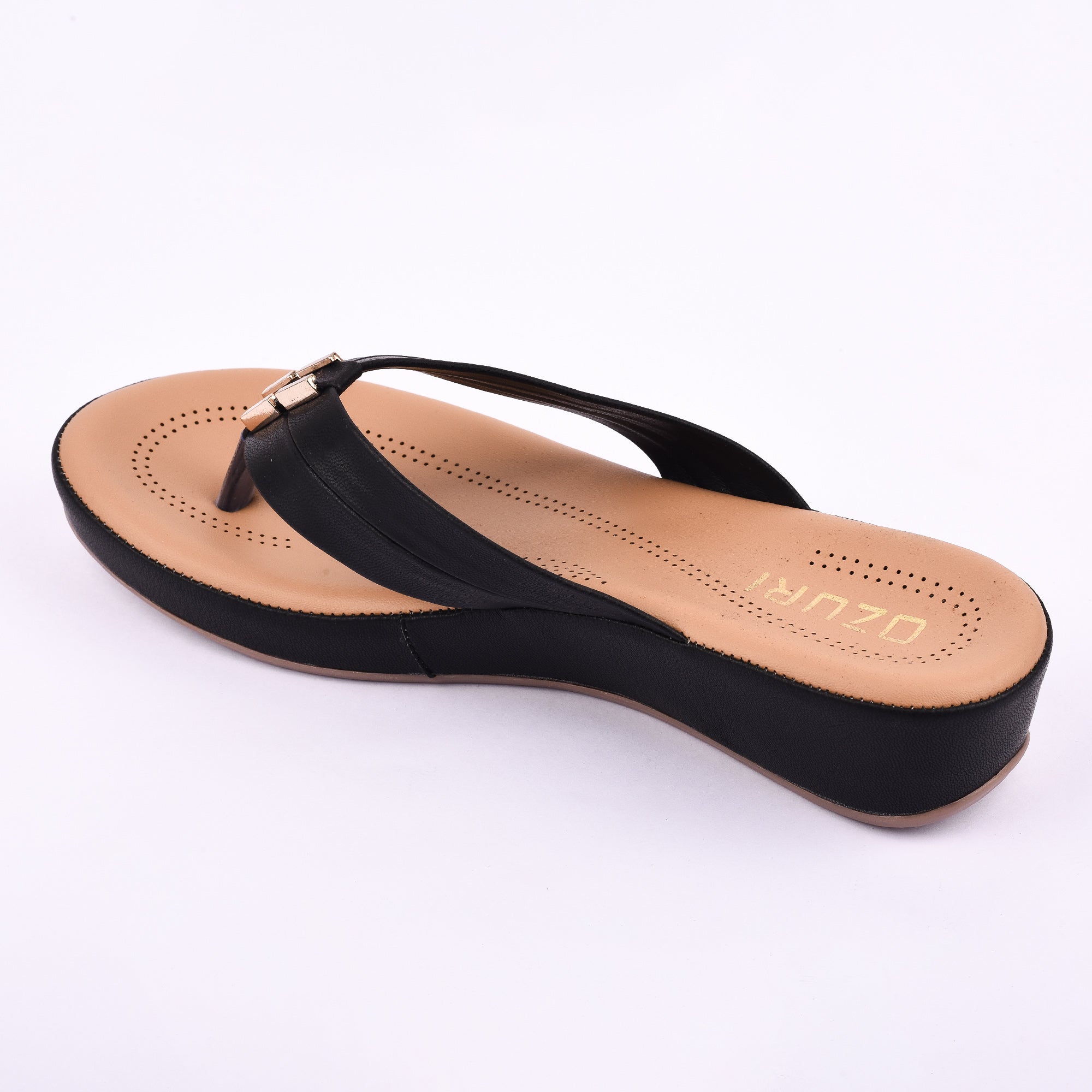 Ozuri Women’s Black Comfort Toe-Ring Flats – Stylish Daily Wear Sandals