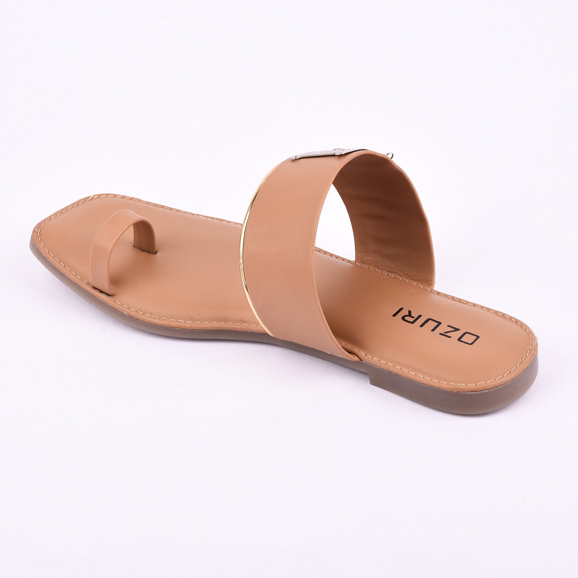 Stylish Ethnic Toe Ring Flat Sandal with Metallic Embellishment