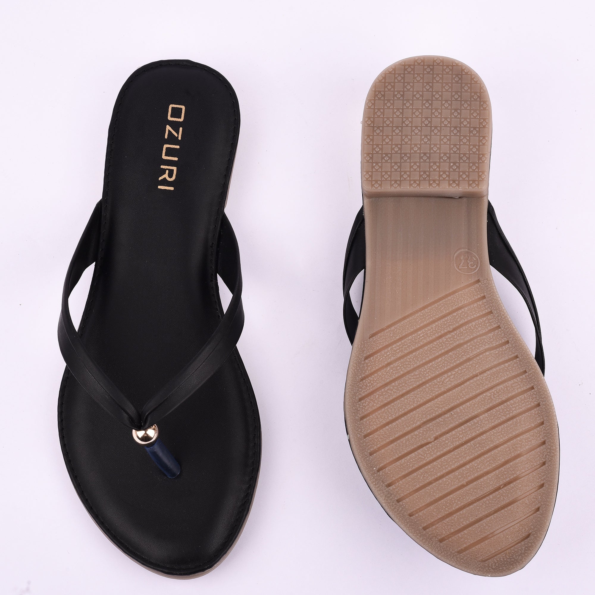 Ozuri Elegant Slip-On Flat Sandals with Minimal Charm Detailing