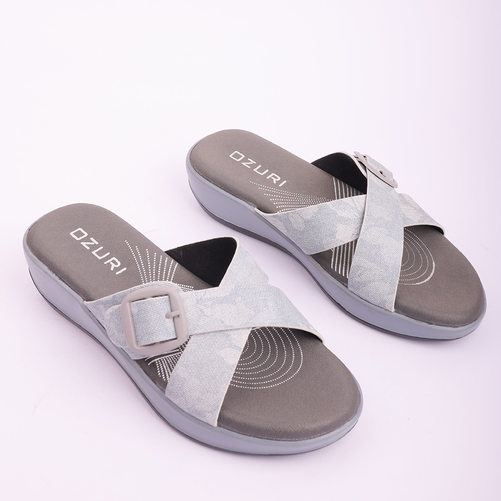 Comfort Fit Cross-Strap Wedge Sliders for Women