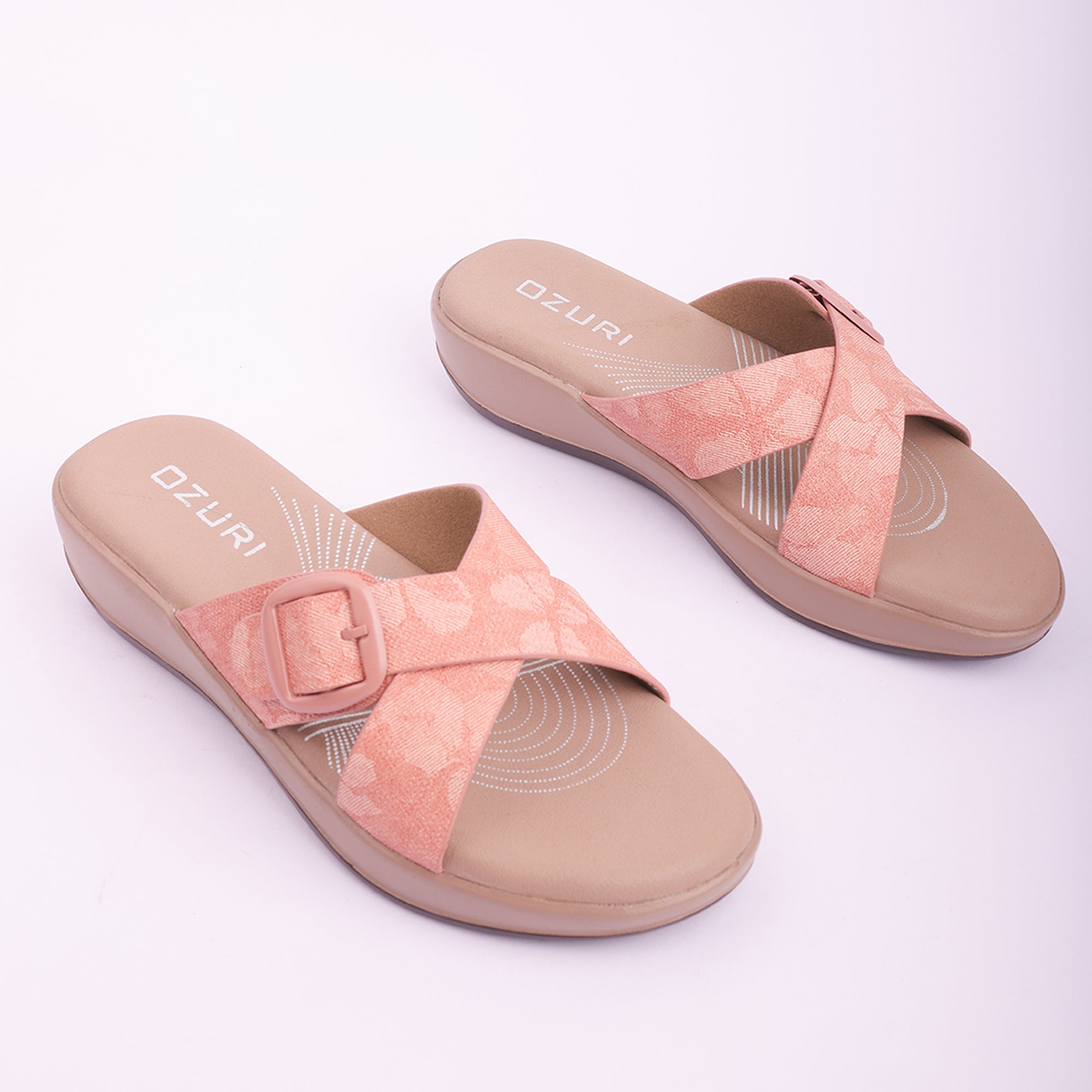 Comfort Fit Cross-Strap Wedge Sliders for Women