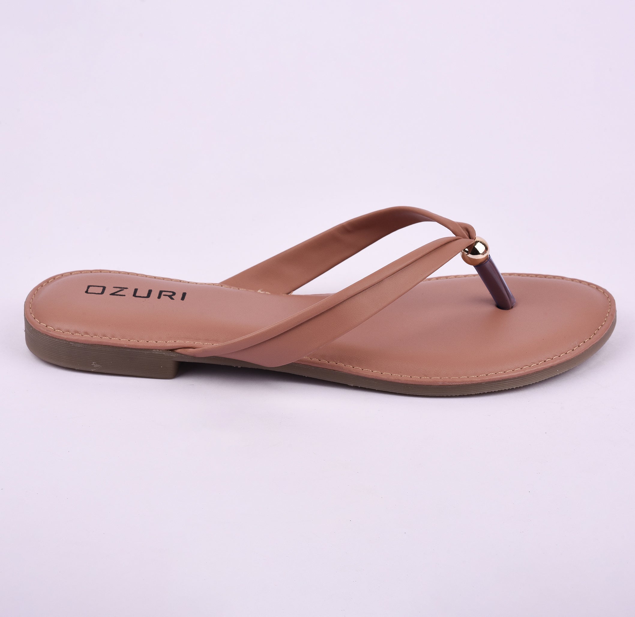 Ozuri Elegant Slip-On Flat Sandals with Minimal Charm Detailing
