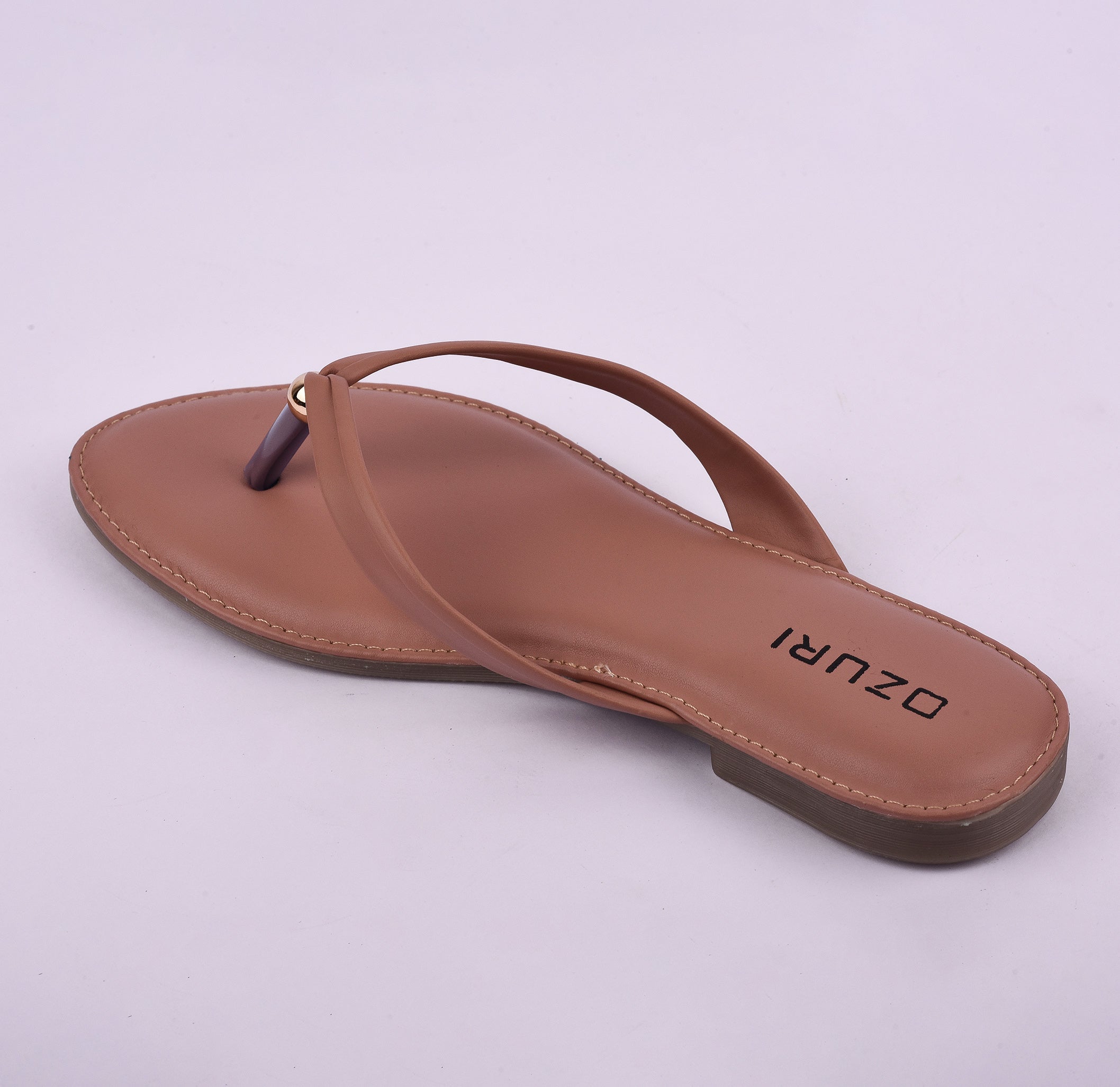 Ozuri Elegant Slip-On Flat Sandals with Minimal Charm Detailing