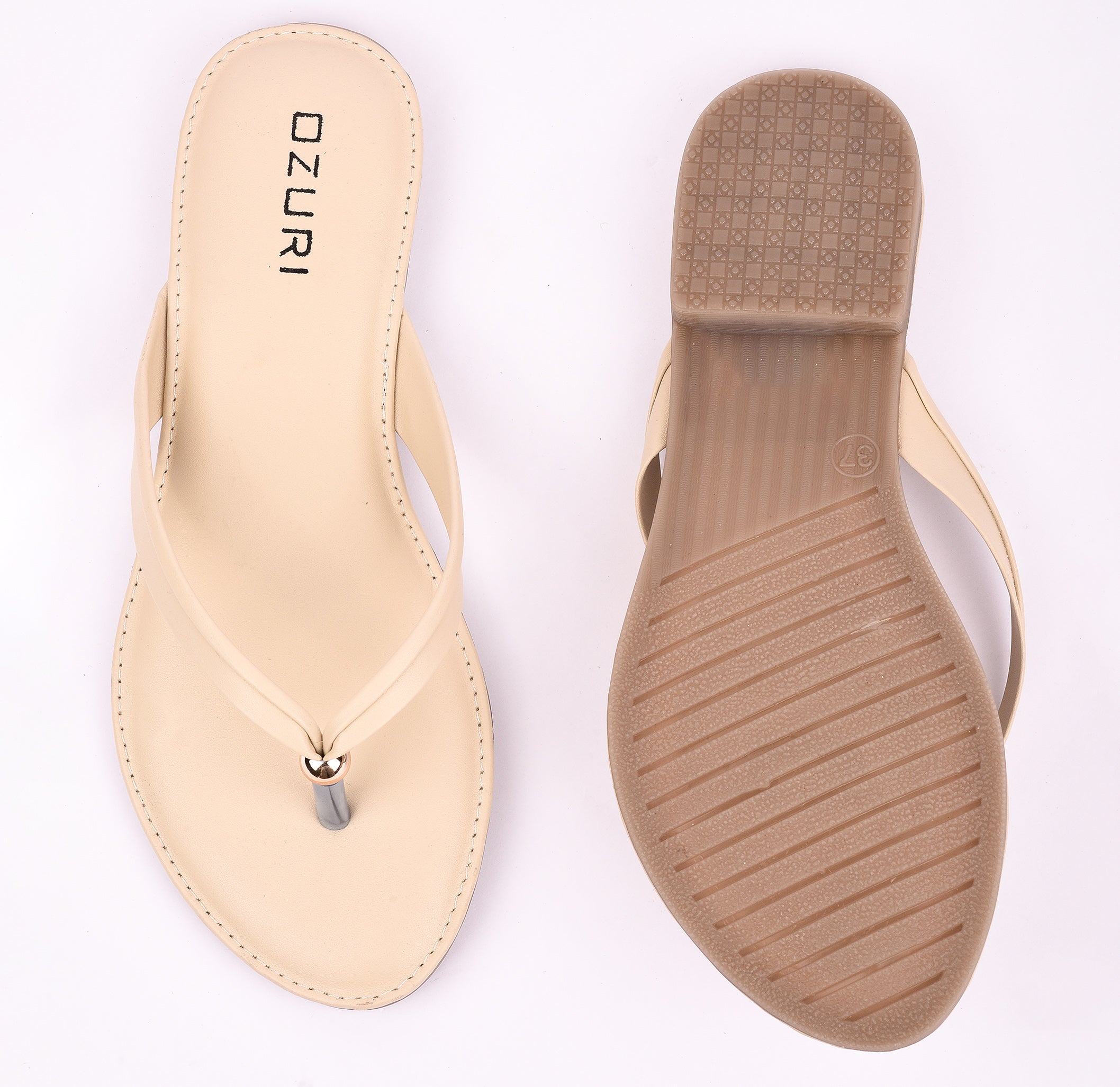 Ozuri Elegant Slip-On Flat Sandals with Minimal Charm Detailing