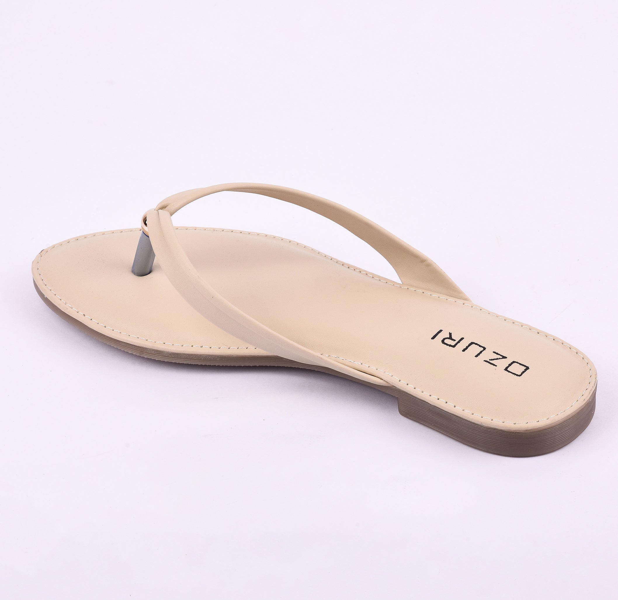 Ozuri Elegant Slip-On Flat Sandals with Minimal Charm Detailing