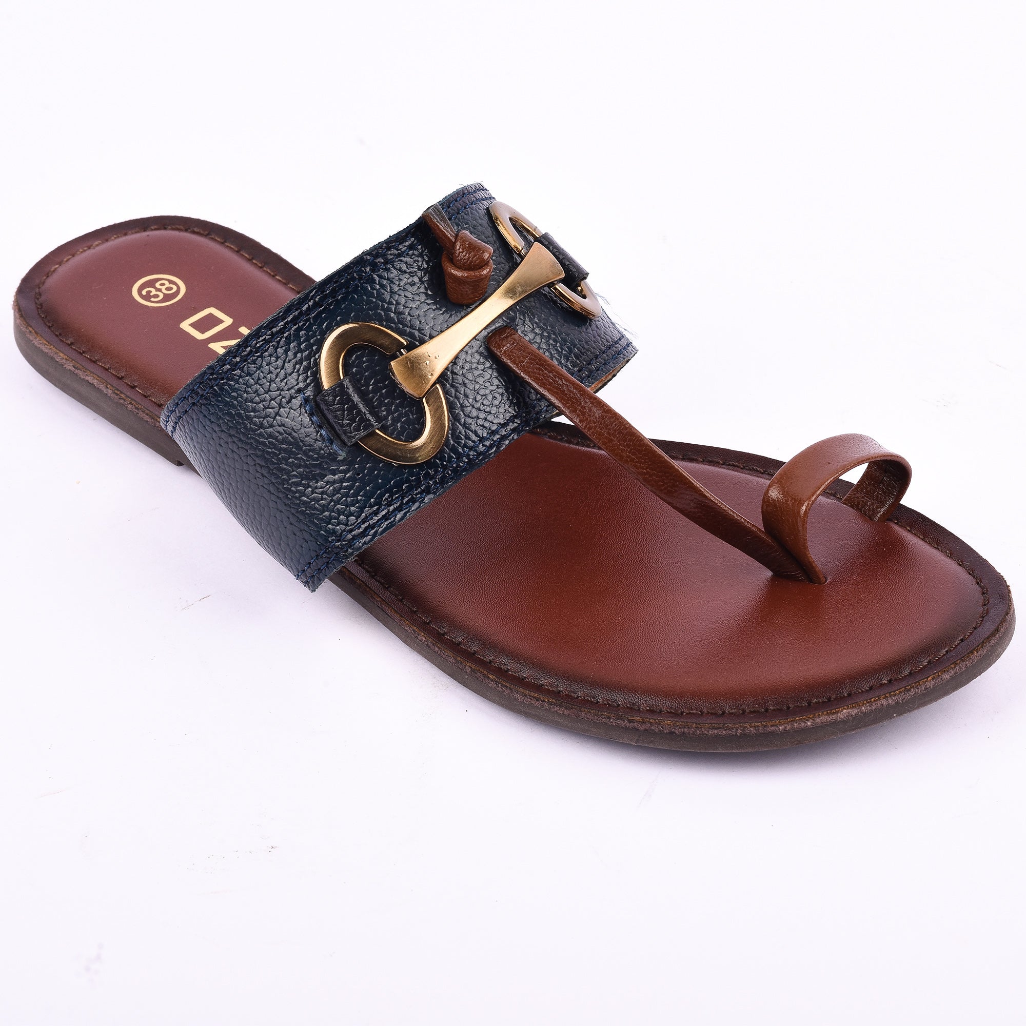 Ozuri Women’s Toe Loop Flat Sandals with Metal Buckle Detail