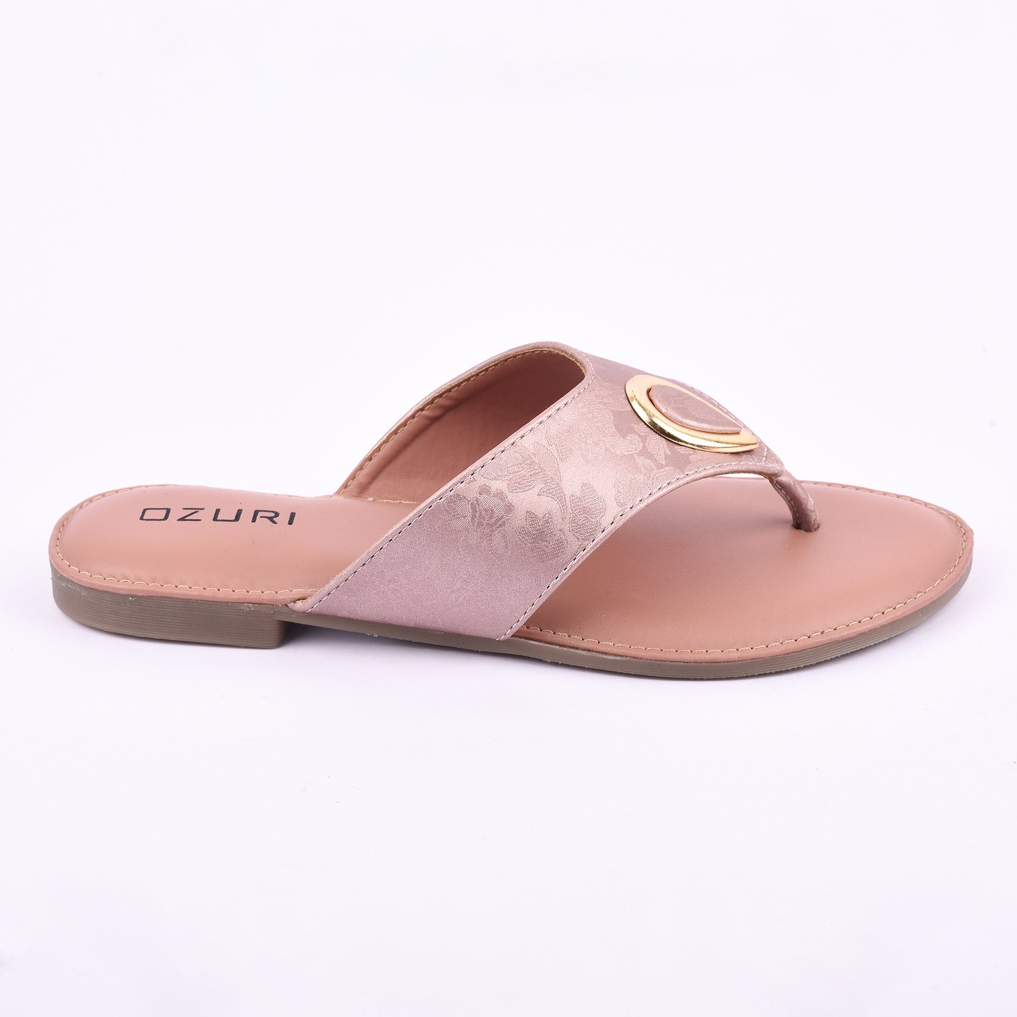 Ozuri Stylish Embossed Slip-On Flats with Metallic Teardrop Accent
