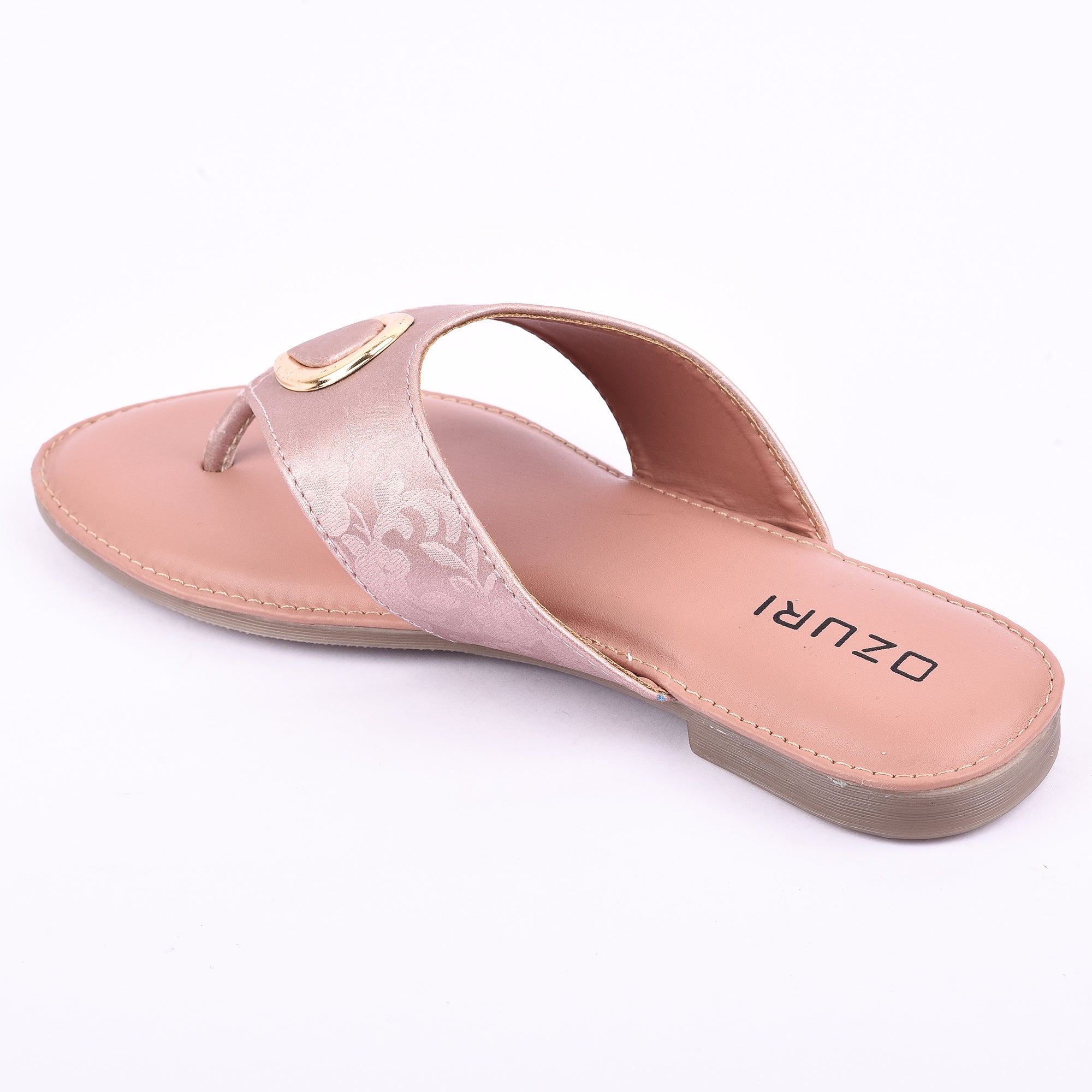 Ozuri Stylish Embossed Slip-On Flats with Metallic Teardrop Accent