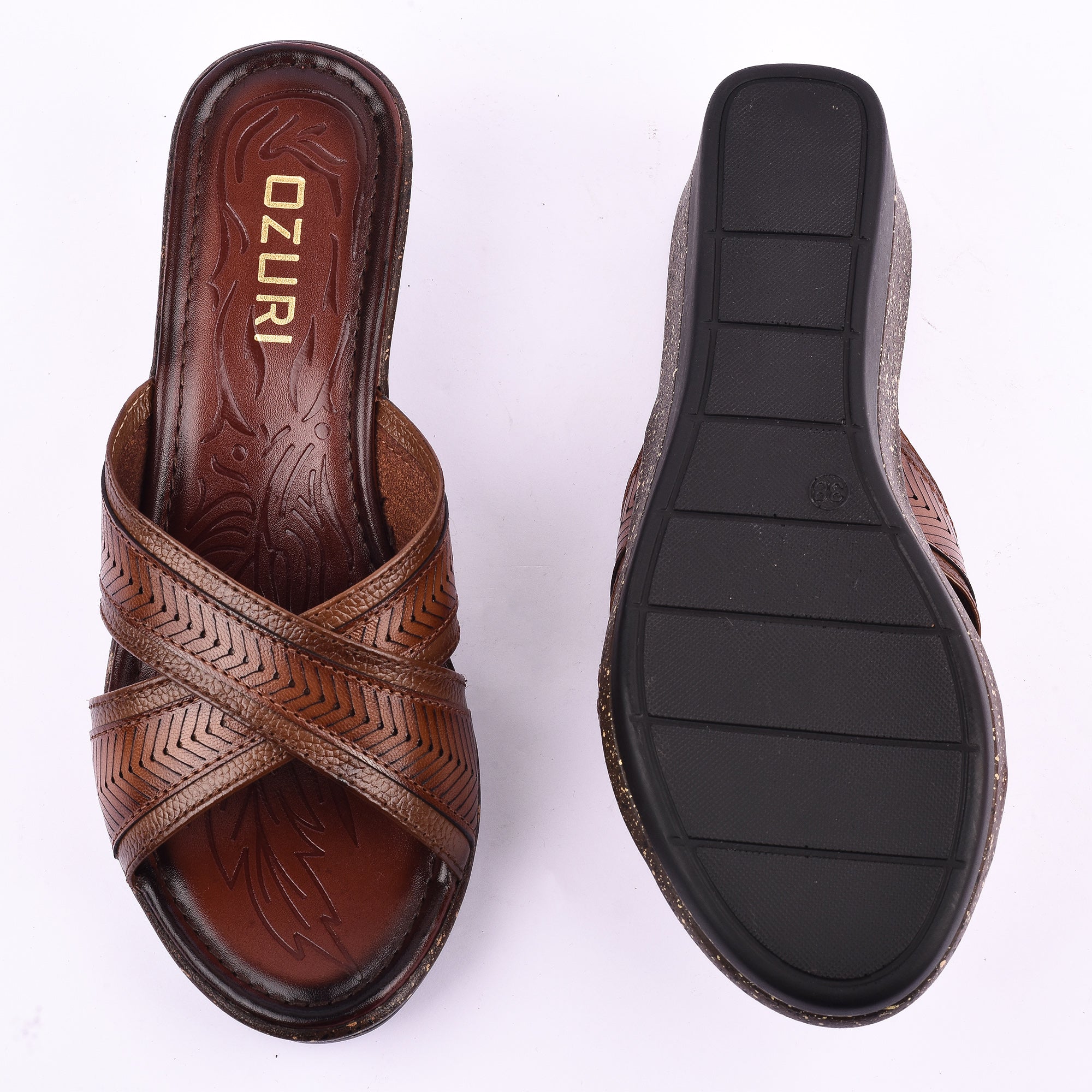 Ozuri Women’s Cross Strap Wedge Slip-On Sandals