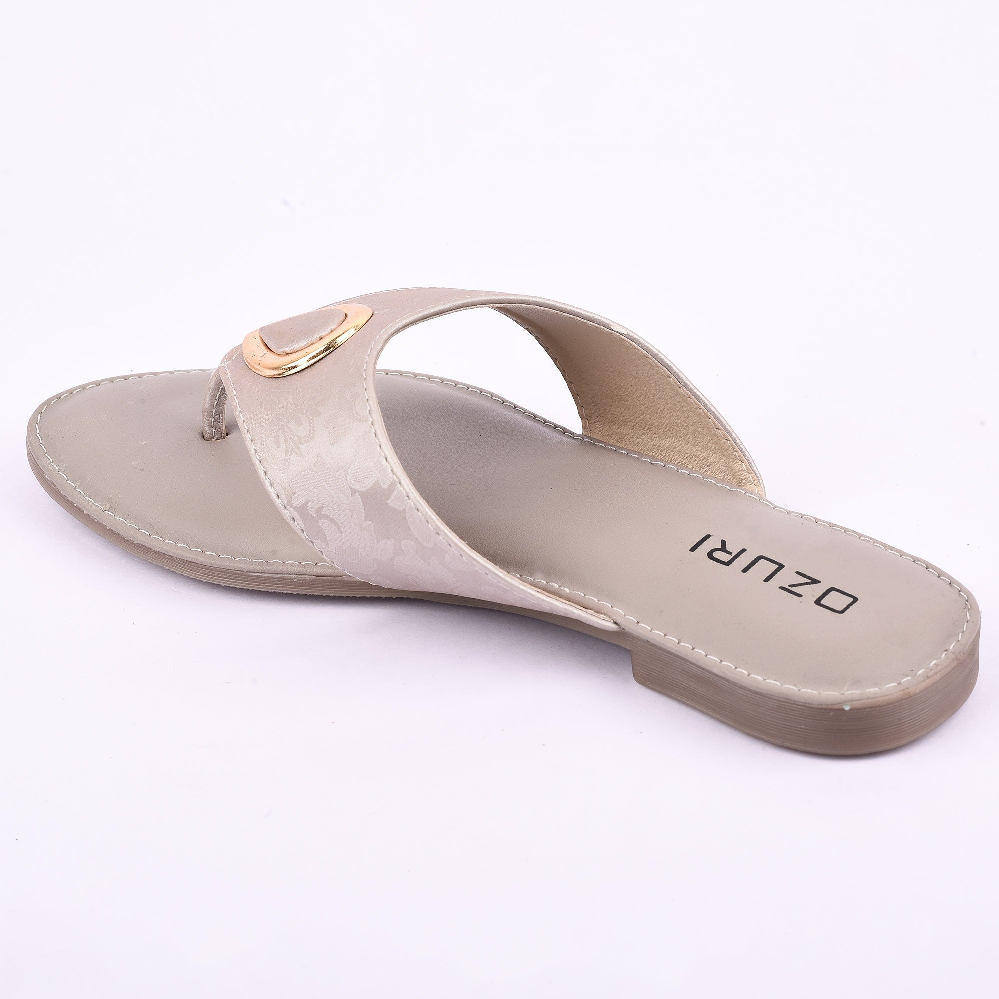 Ozuri Stylish Embossed Slip-On Flats with Metallic Teardrop Accent