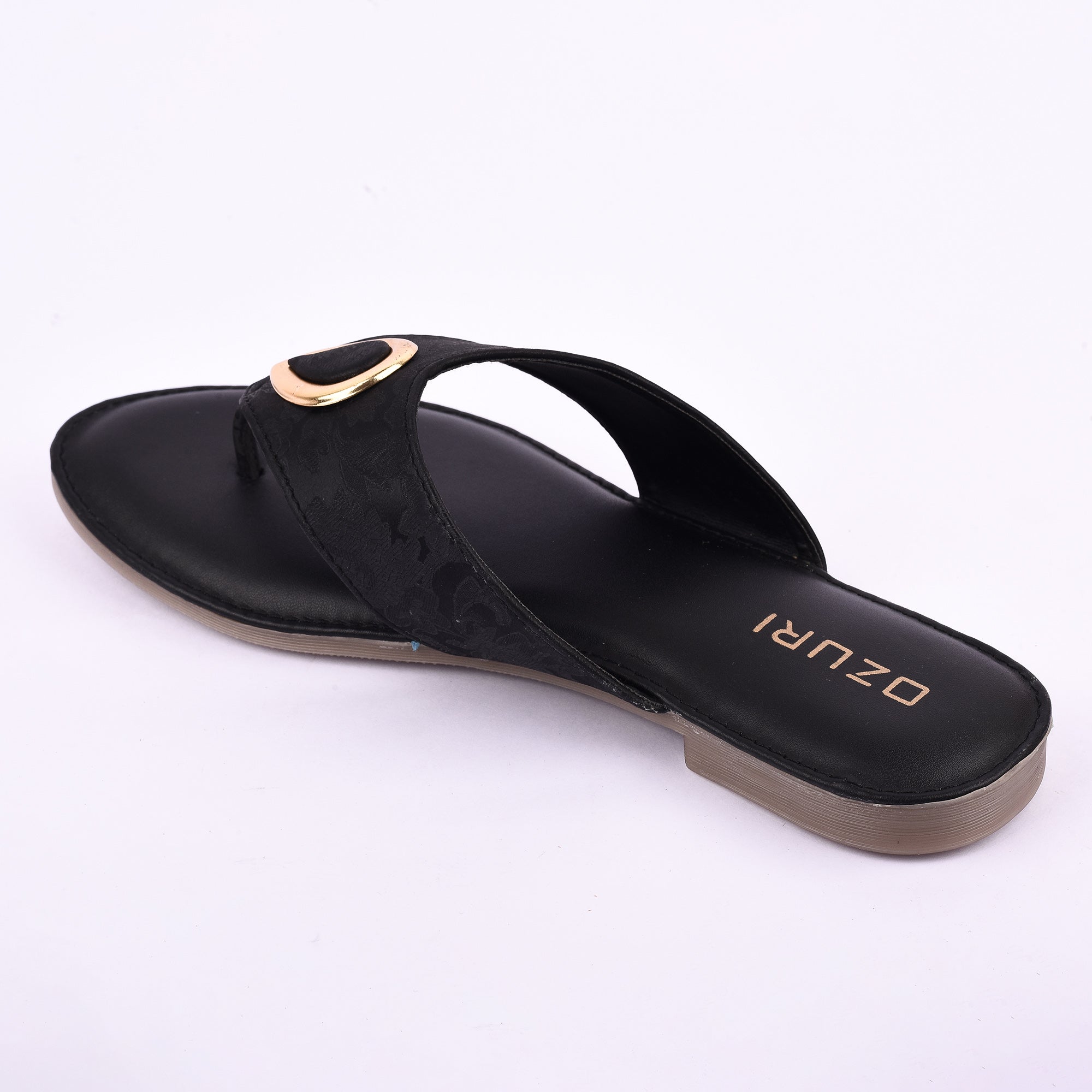 Ozuri Stylish Embossed Slip-On Flats with Metallic Teardrop Accent