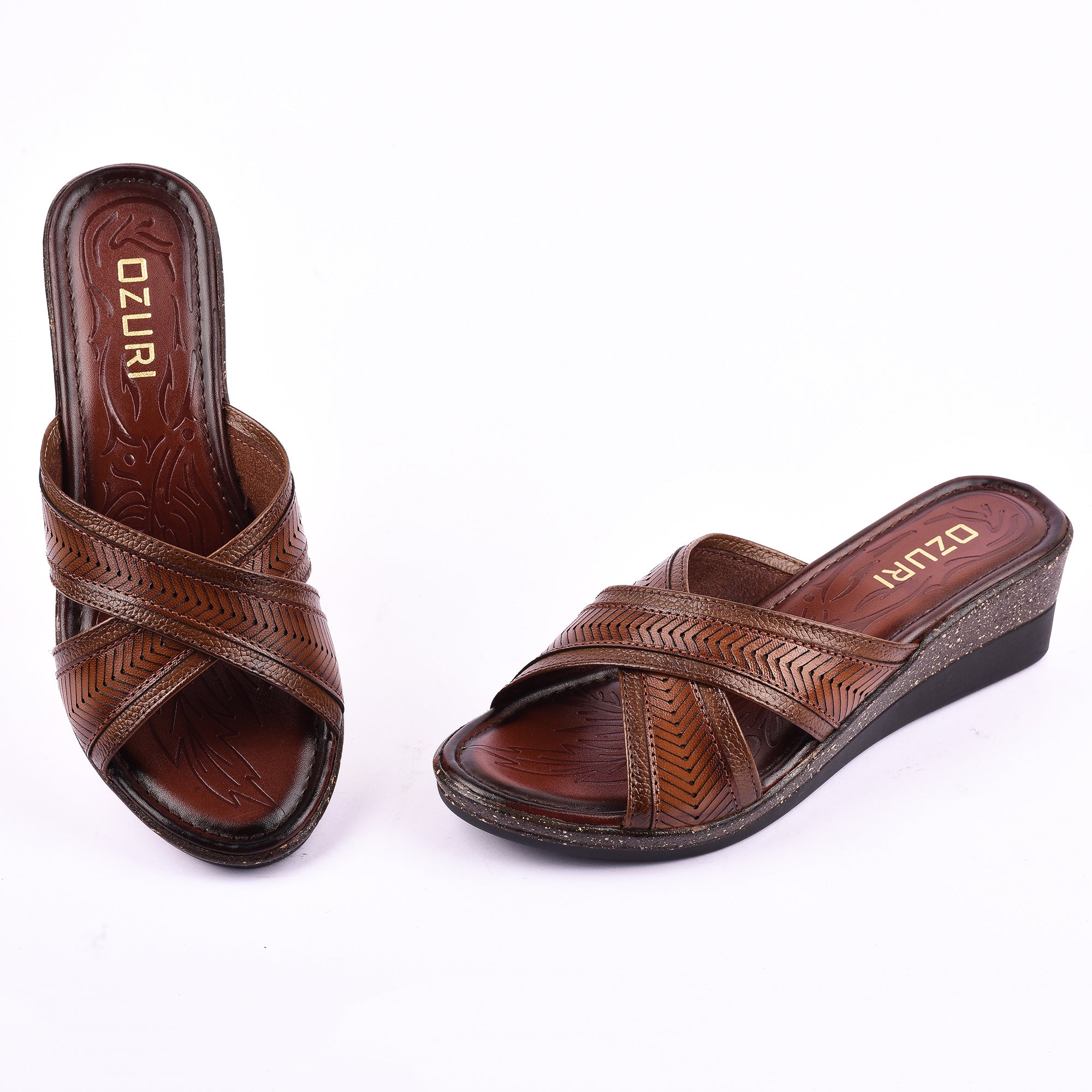 Ozuri Women’s Cross Strap Wedge Slip-On Sandals