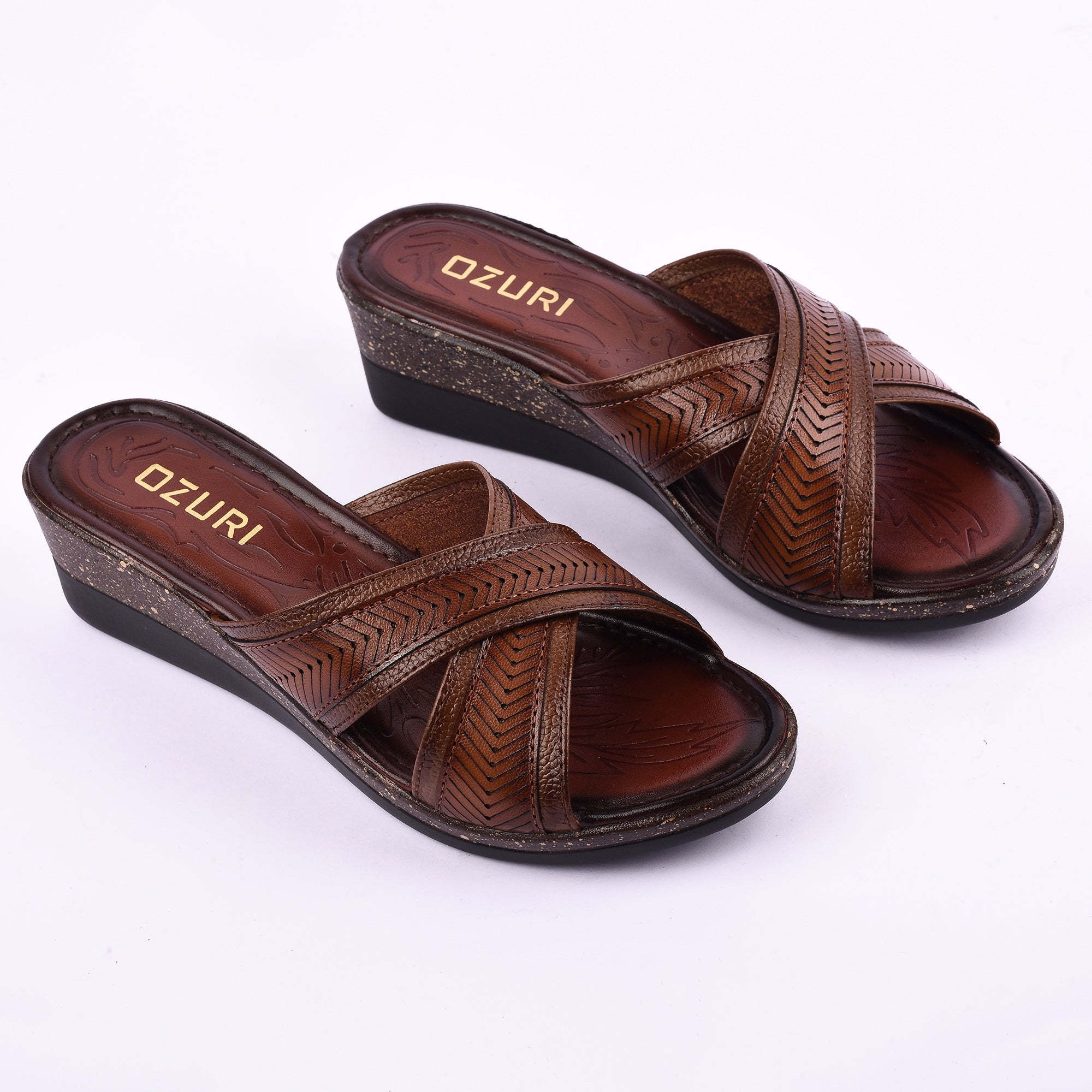 Ozuri Women’s Cross Strap Wedge Slip-On Sandals