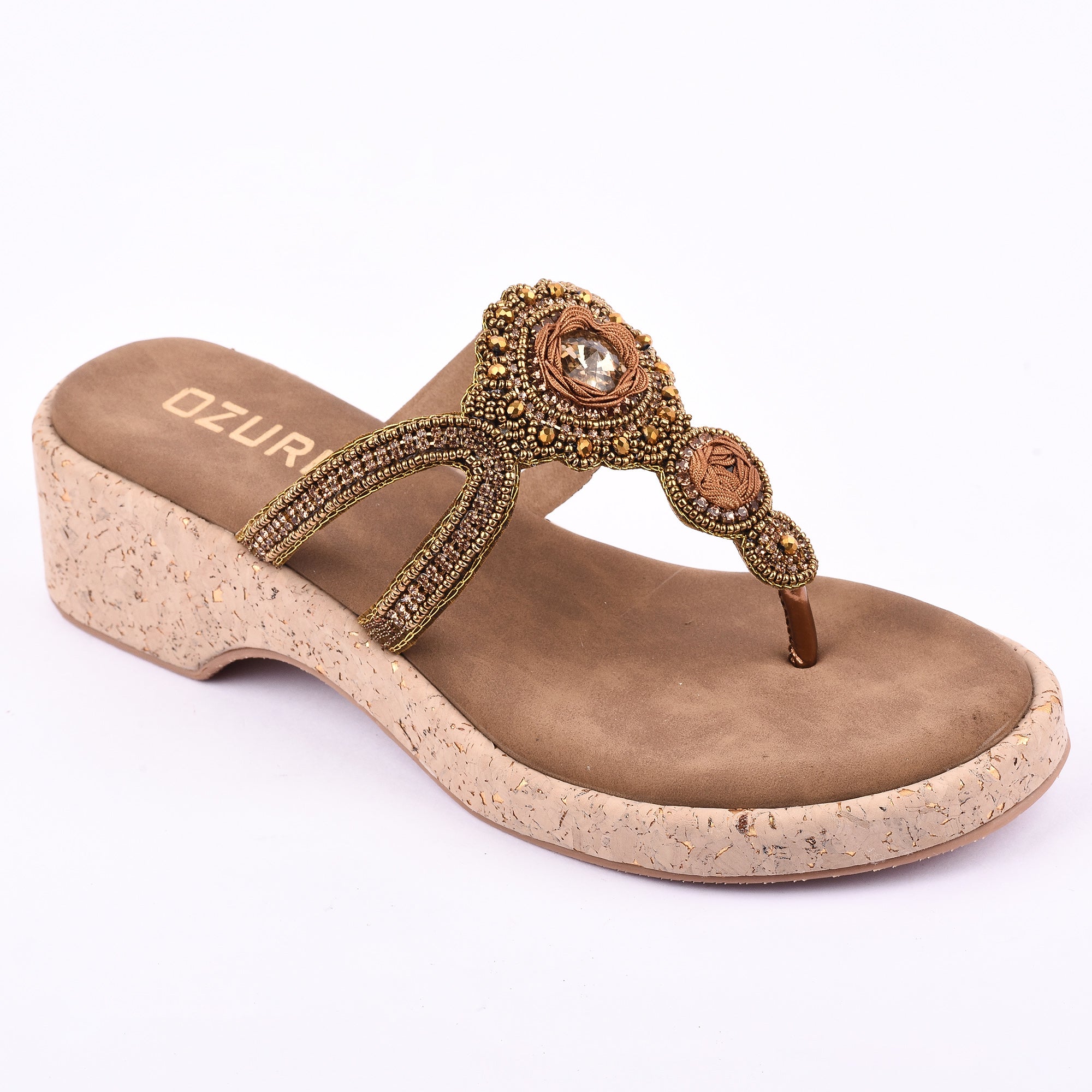 OZURI Women’s Embellished Wedge Sandals – Stylish & Comfortable Party Wear(11908)