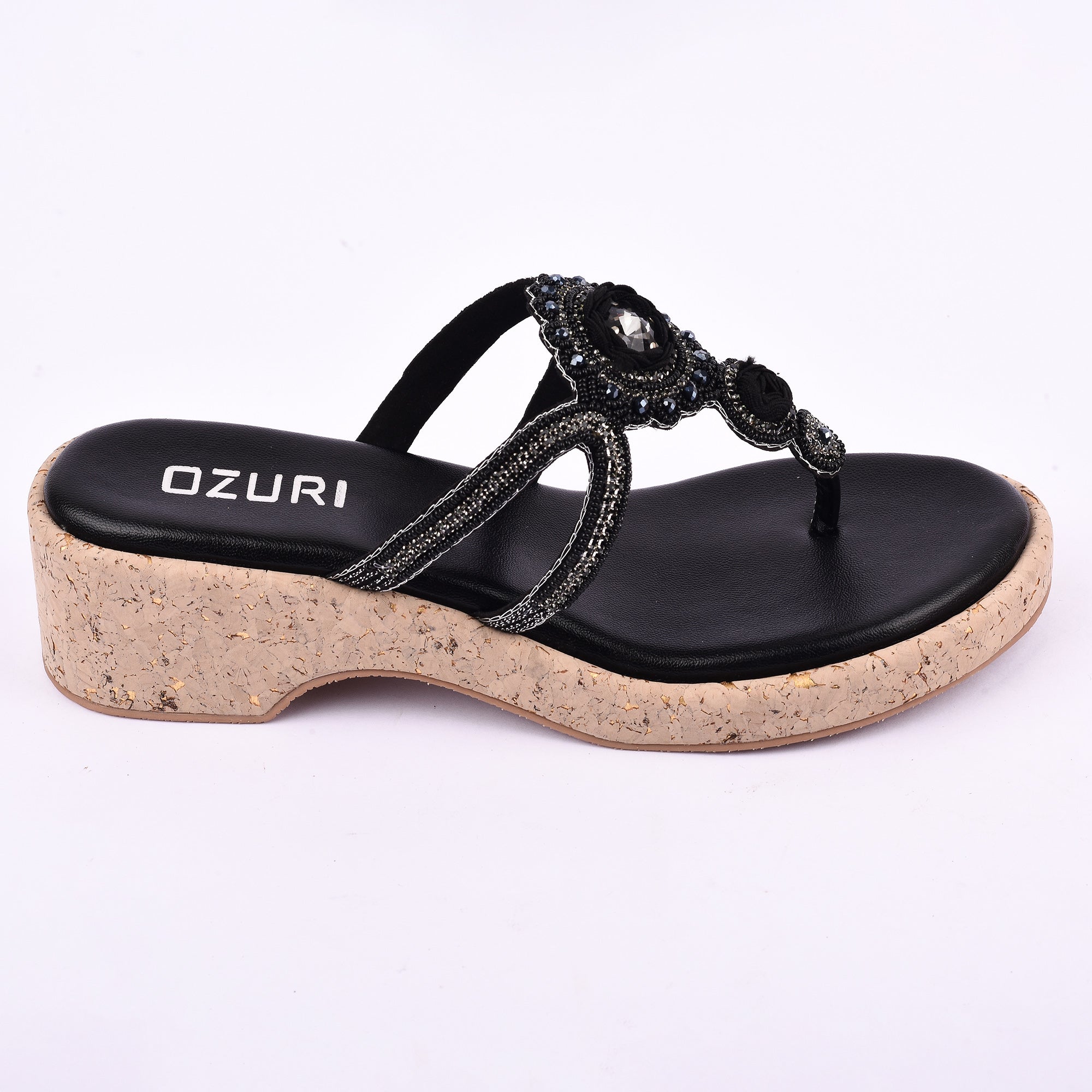 OZURI Women’s Embellished Wedge Sandals – Stylish & Comfortable Party Wear(11908)