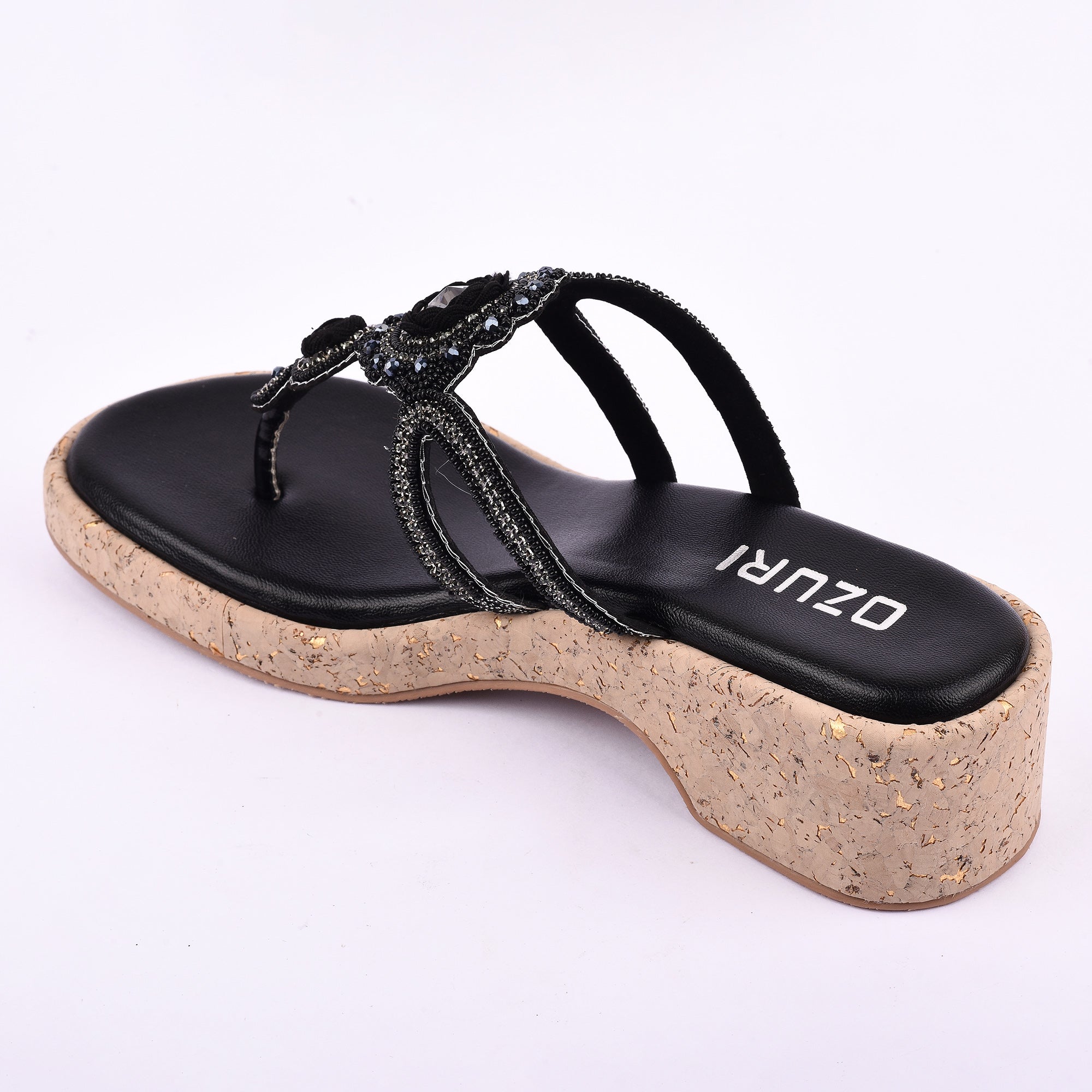 OZURI Women’s Embellished Wedge Sandals – Stylish & Comfortable Party Wear(11908)