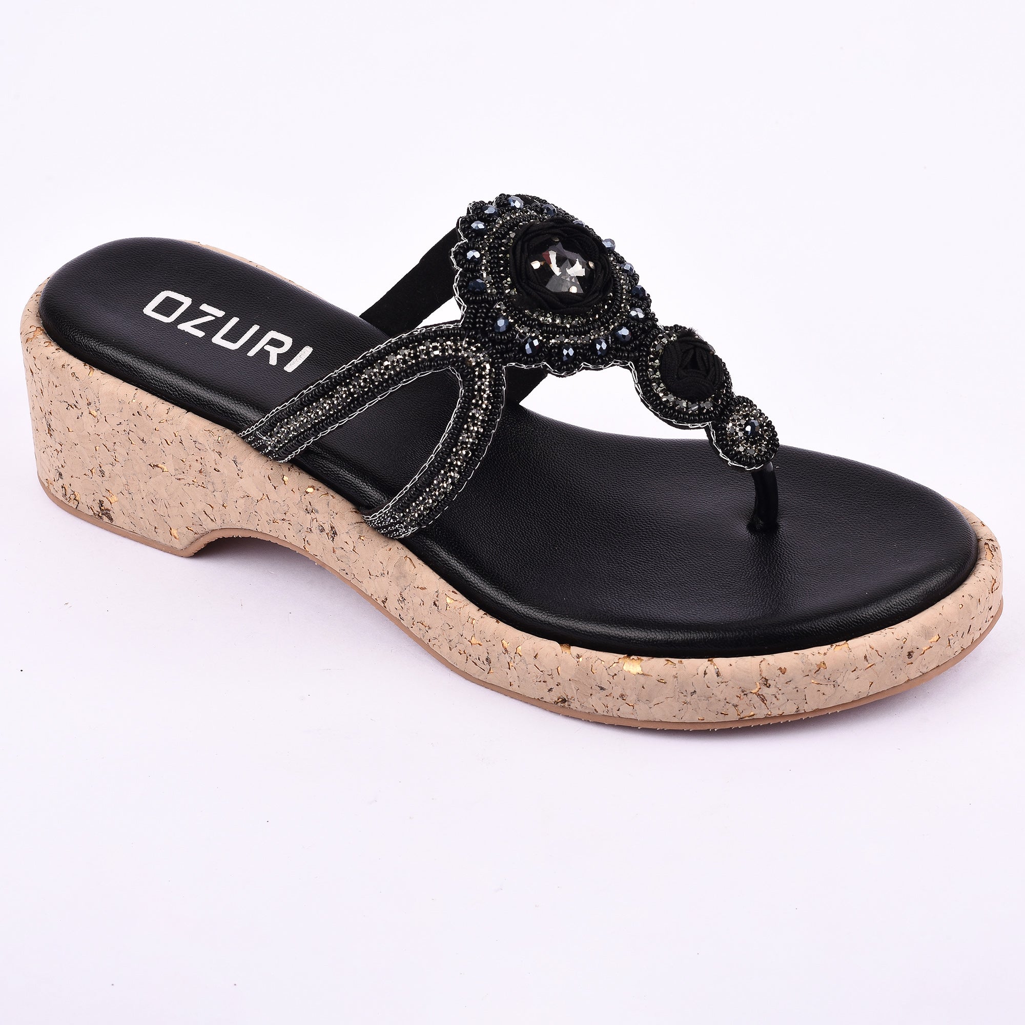 OZURI Women’s Embellished Wedge Sandals – Stylish & Comfortable Party Wear(11908)