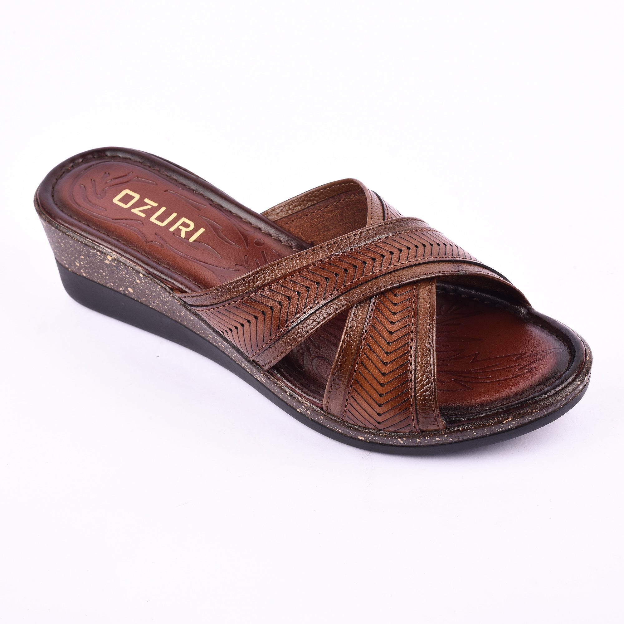 Ozuri Women’s Cross Strap Wedge Slip-On Sandals