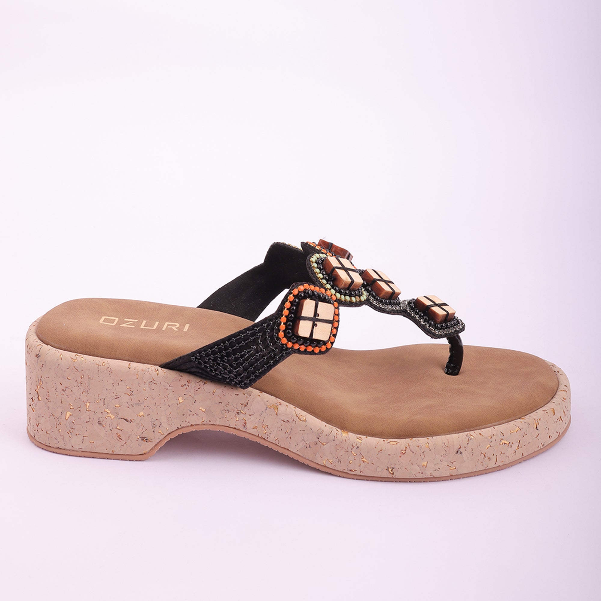 Embellished Beaded Slip-On Wedge Sandals for Women