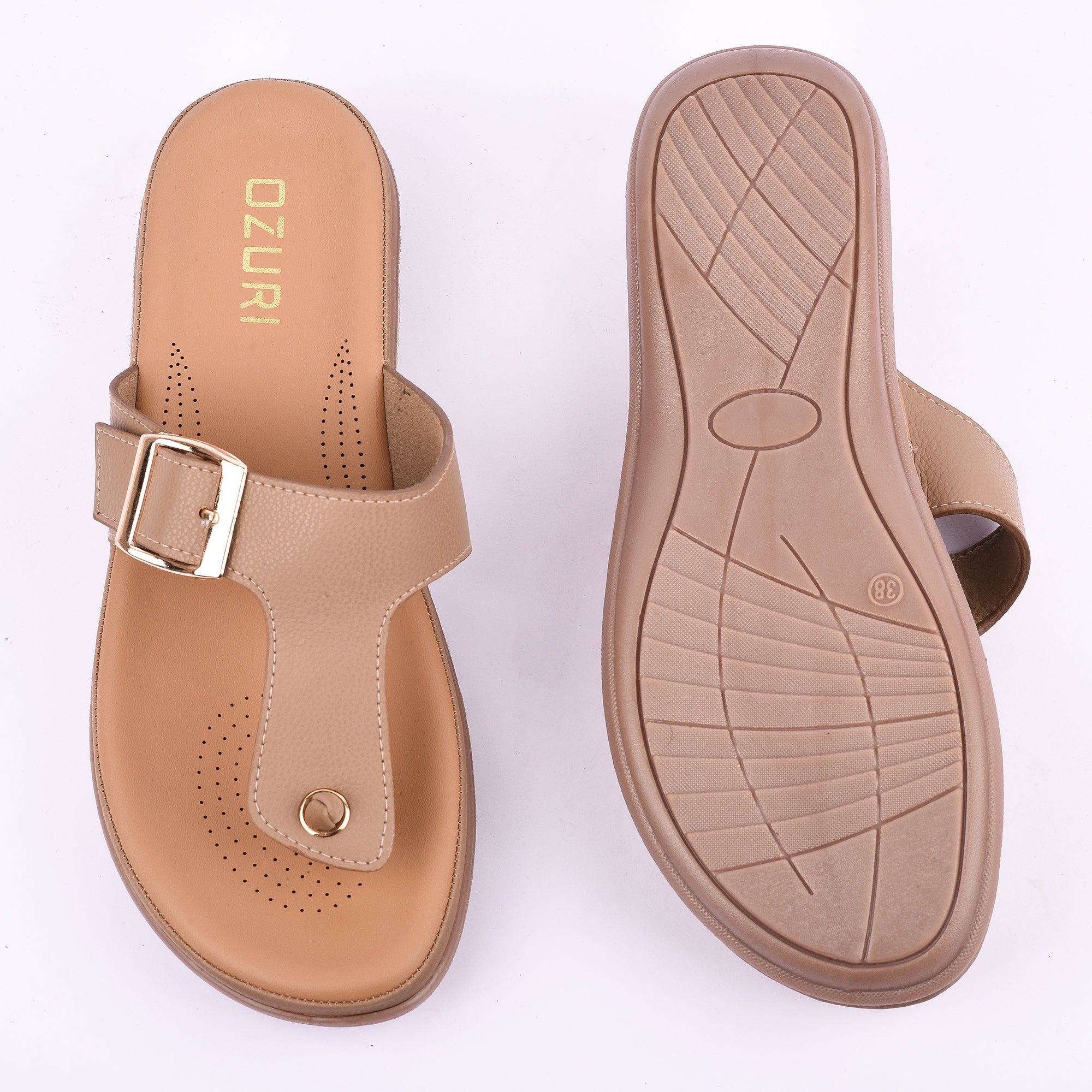 OZURI Women’s Comfort Buckle Flats – Stylish & Cushioned Daily Wear Sandals (10605)