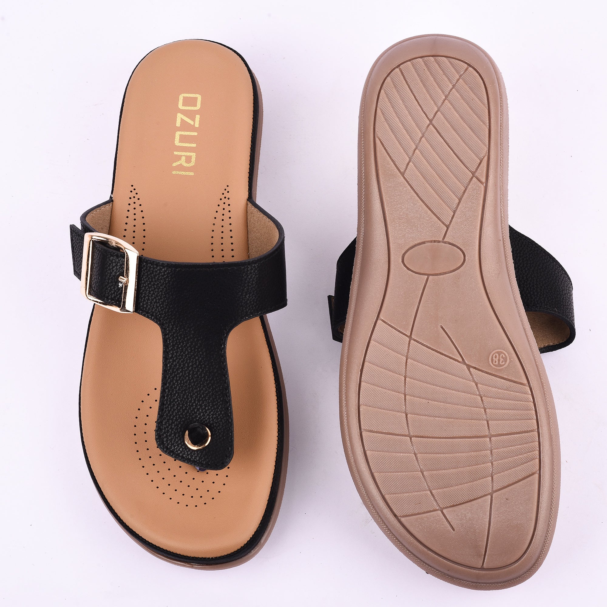 OZURI Women’s Comfort Buckle Flats – Stylish & Cushioned Daily Wear Sandals (10605)