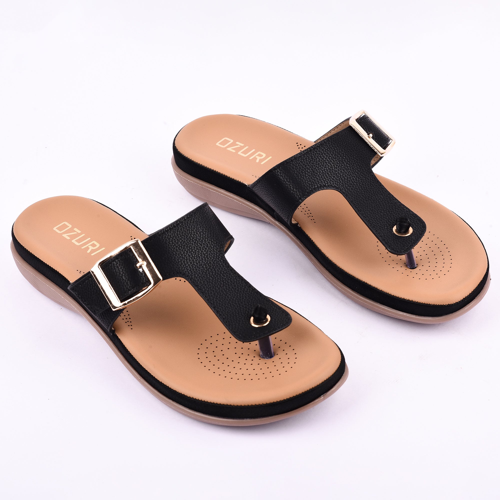 OZURI Women’s Comfort Buckle Flats – Stylish & Cushioned Daily Wear Sandals (10605)