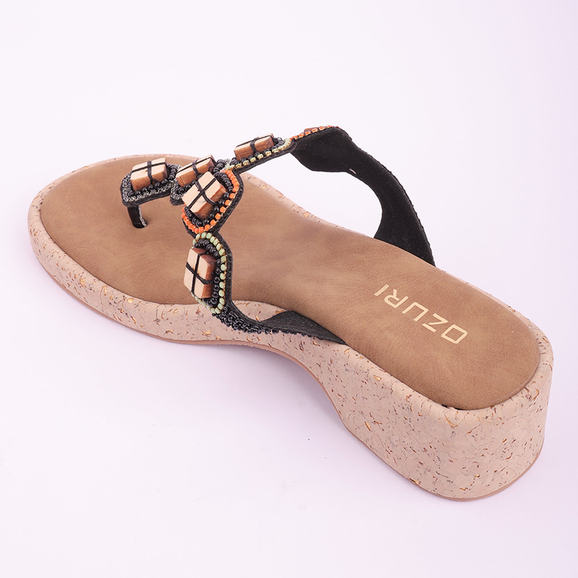 Embellished Beaded Slip-On Wedge Sandals for Women