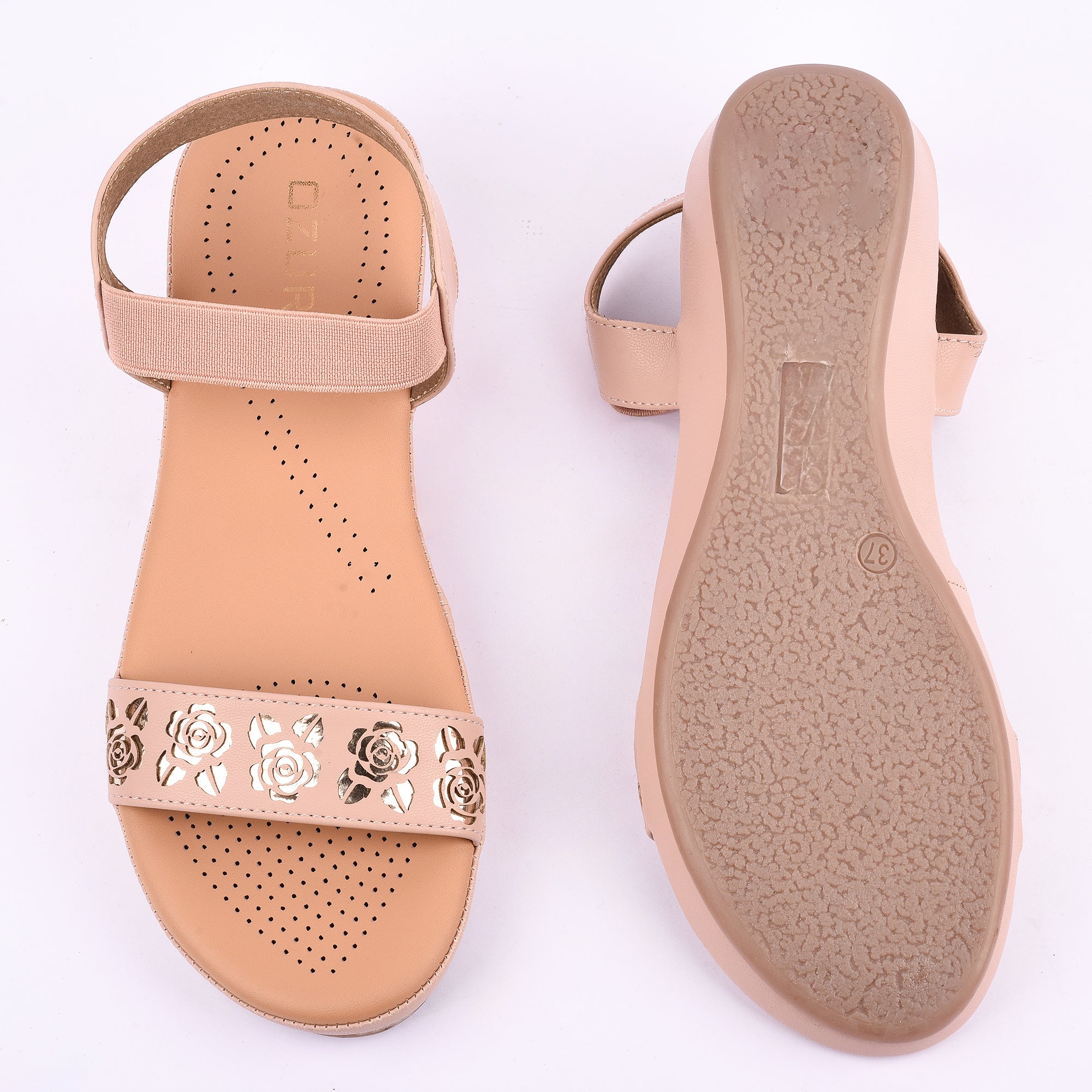 Floral Cutwork Wedge Sandal with Comfort Strap