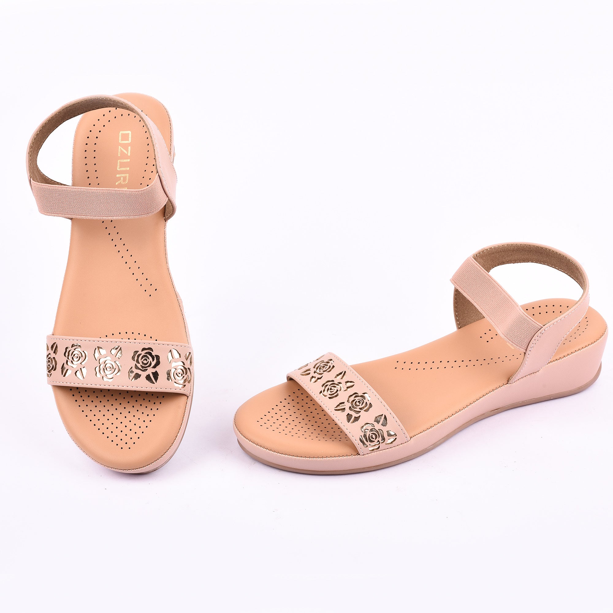 Floral Cutwork Wedge Sandal with Comfort Strap