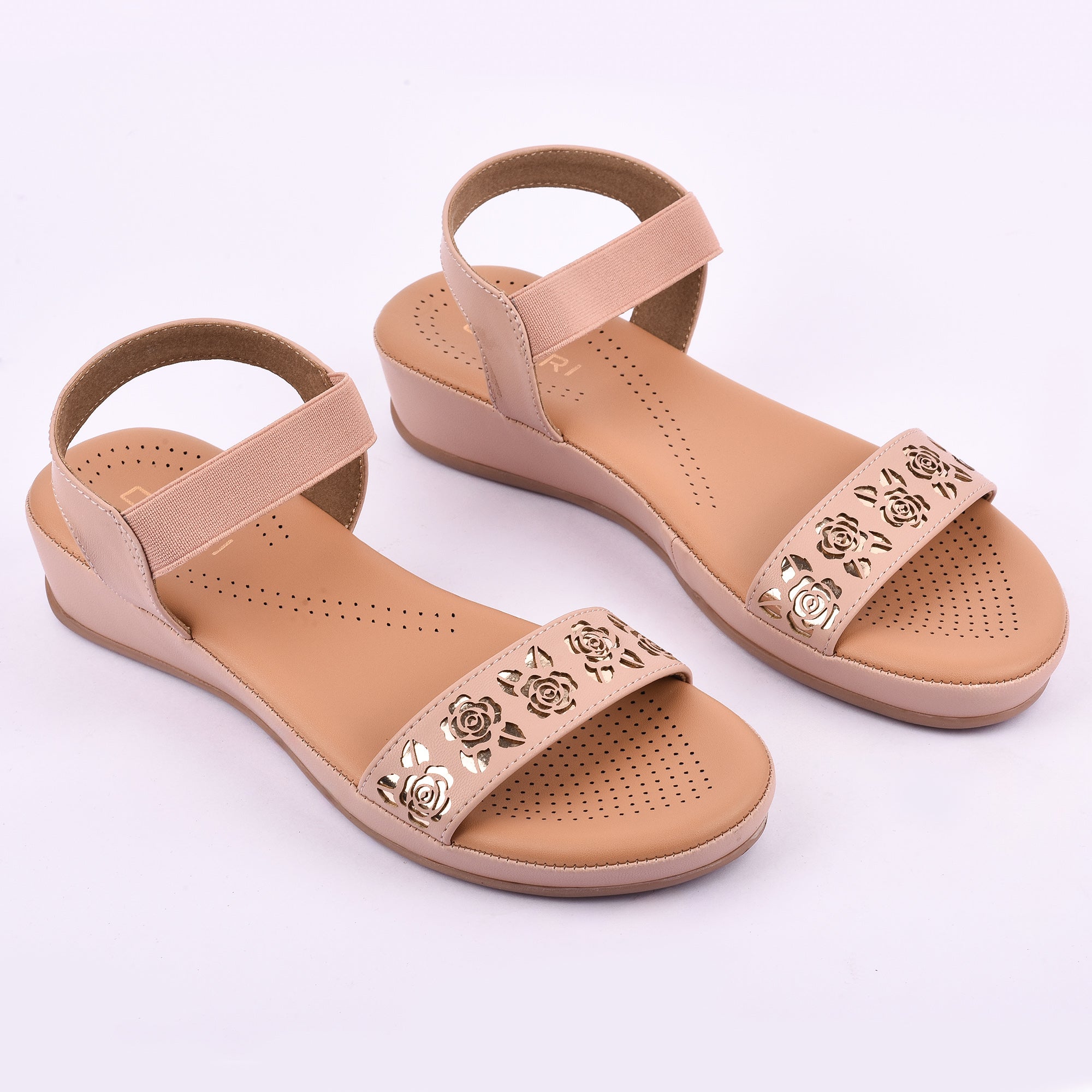 Floral Cutwork Wedge Sandal with Comfort Strap