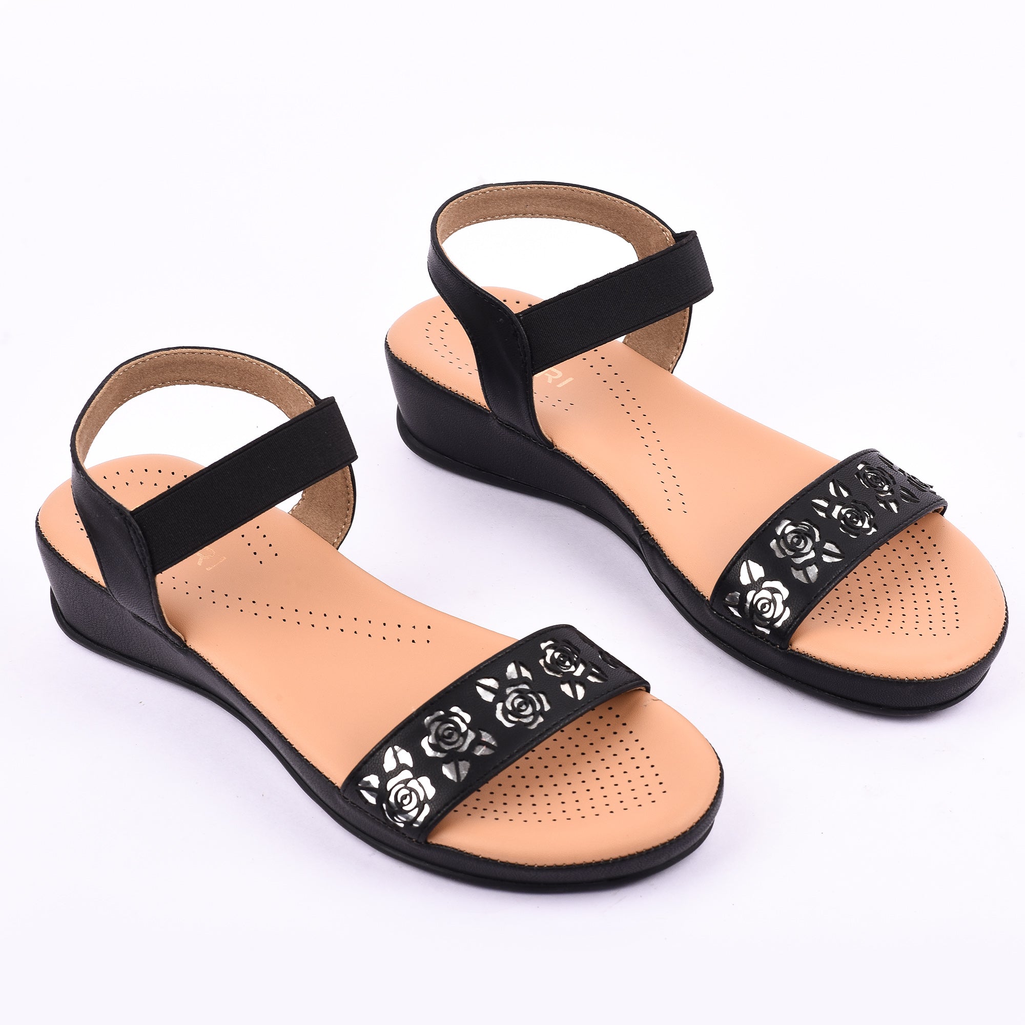 Floral Cutwork Wedge Sandal with Comfort Strap