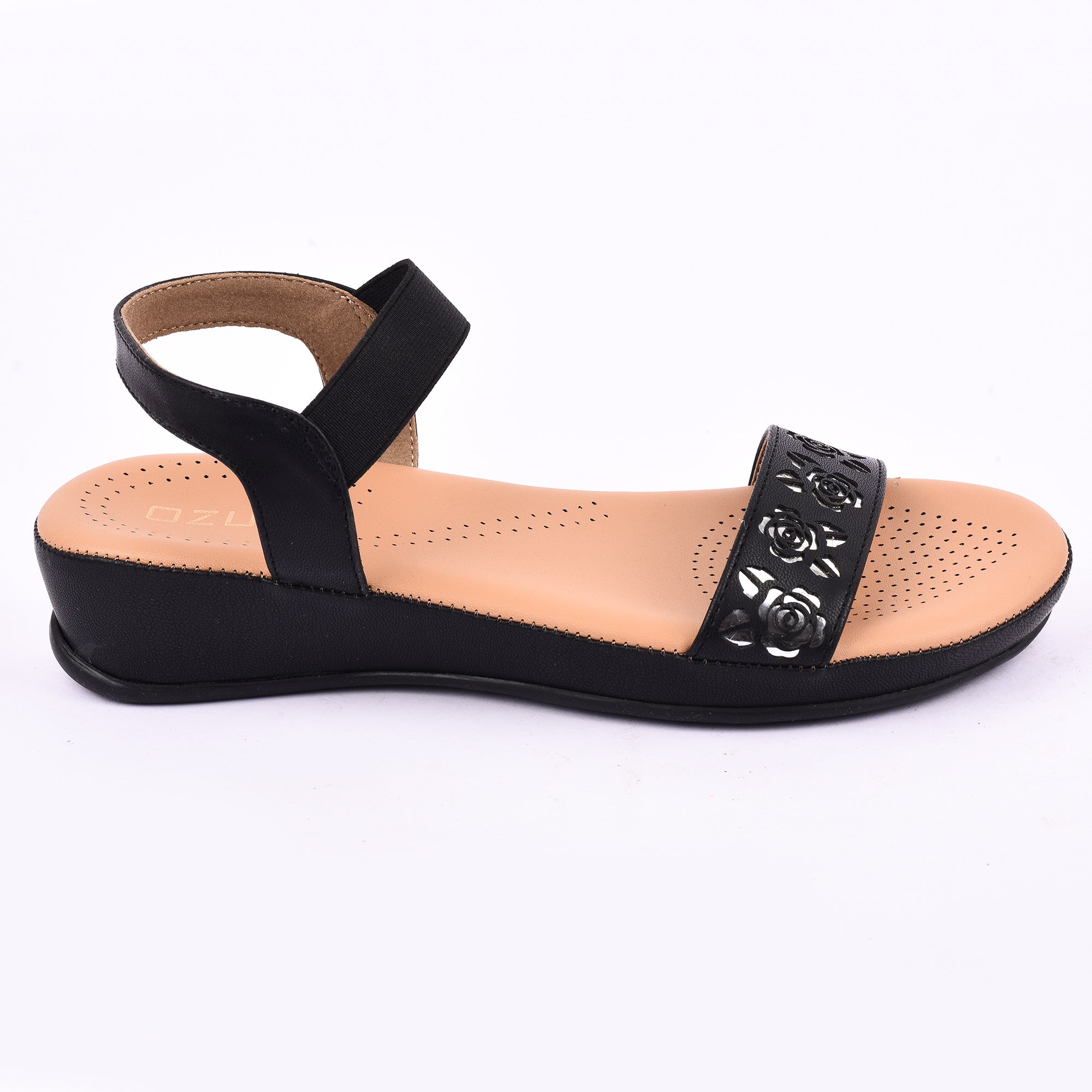 Floral Cutwork Wedge Sandal with Comfort Strap
