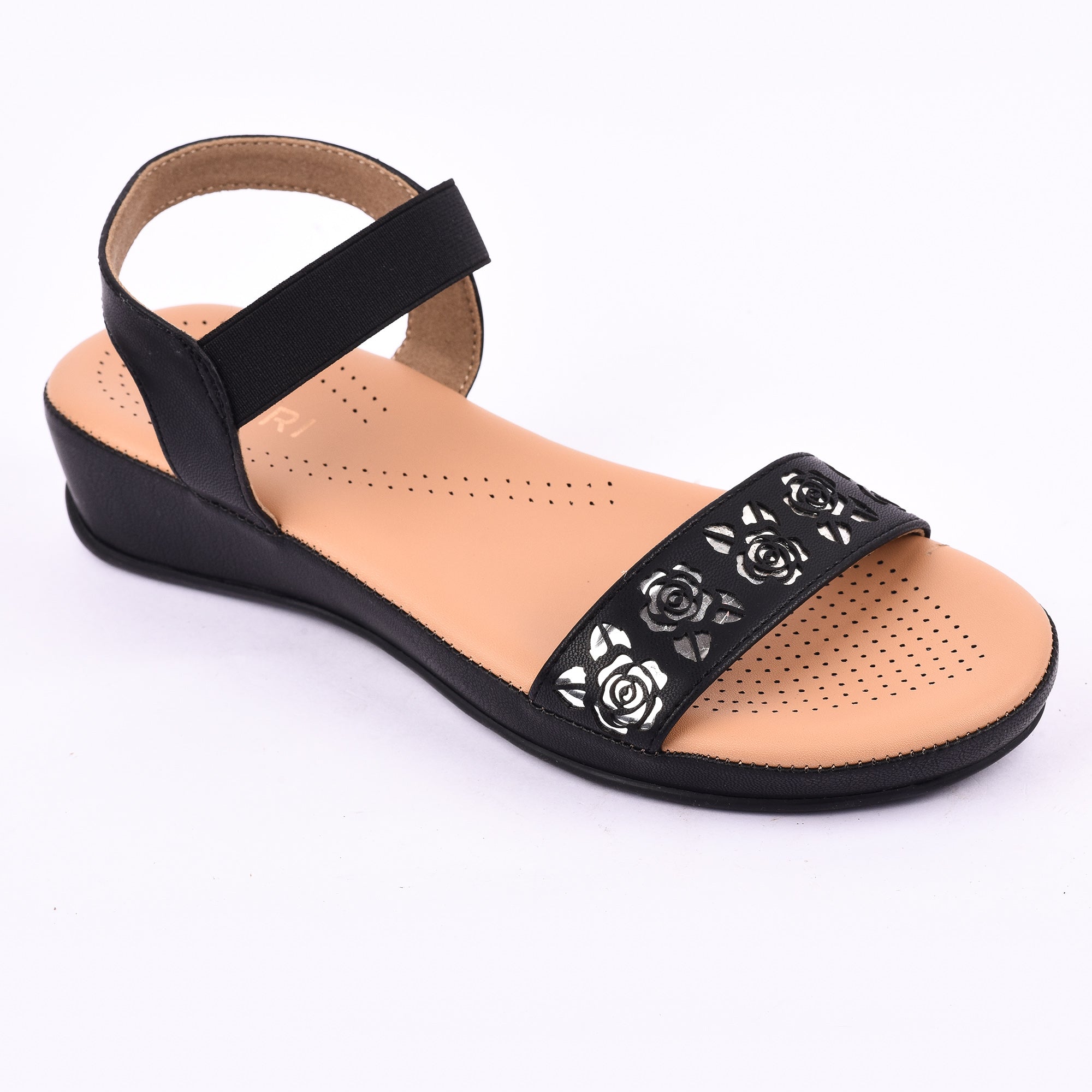 Floral Cutwork Wedge Sandal with Comfort Strap
