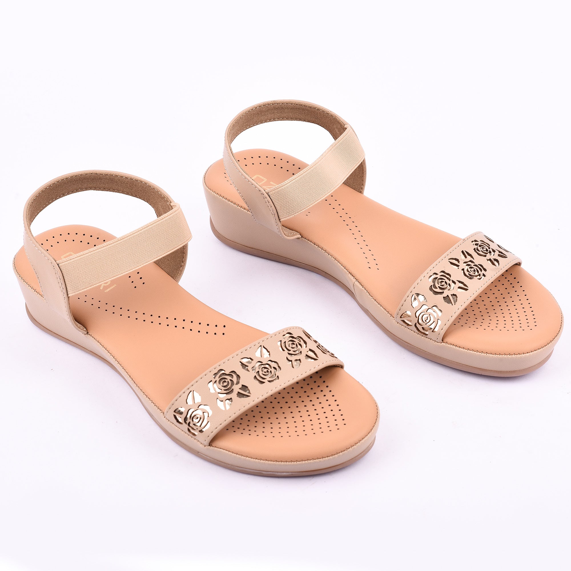 Floral Cutwork Wedge Sandal with Comfort Strap