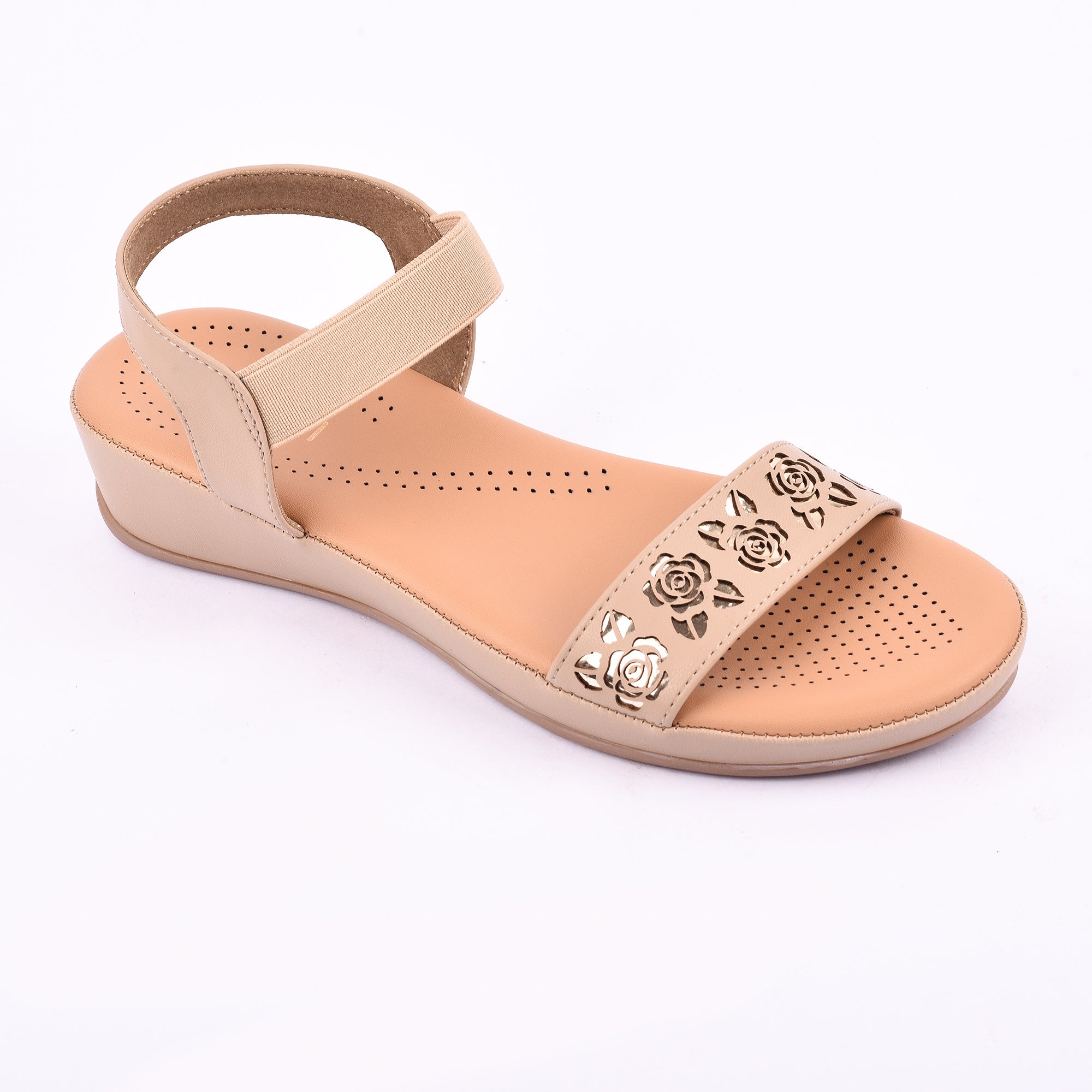 Floral Cutwork Wedge Sandal with Comfort Strap