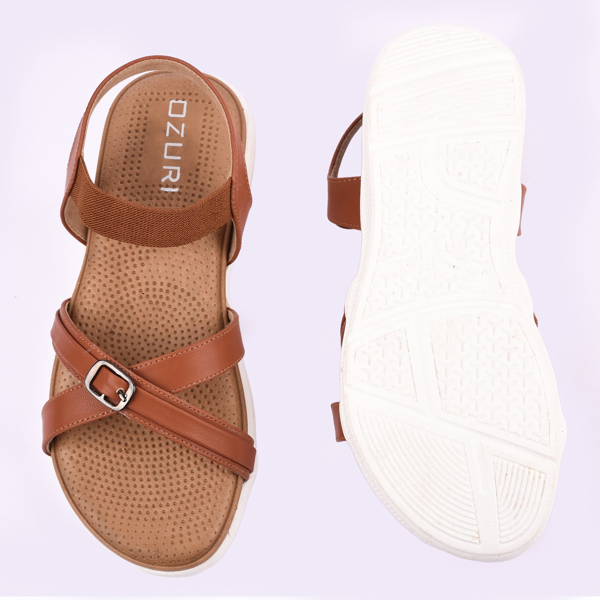 Women’s Casual Comfort Sandals with Elastic Strap and Buckle Detail
